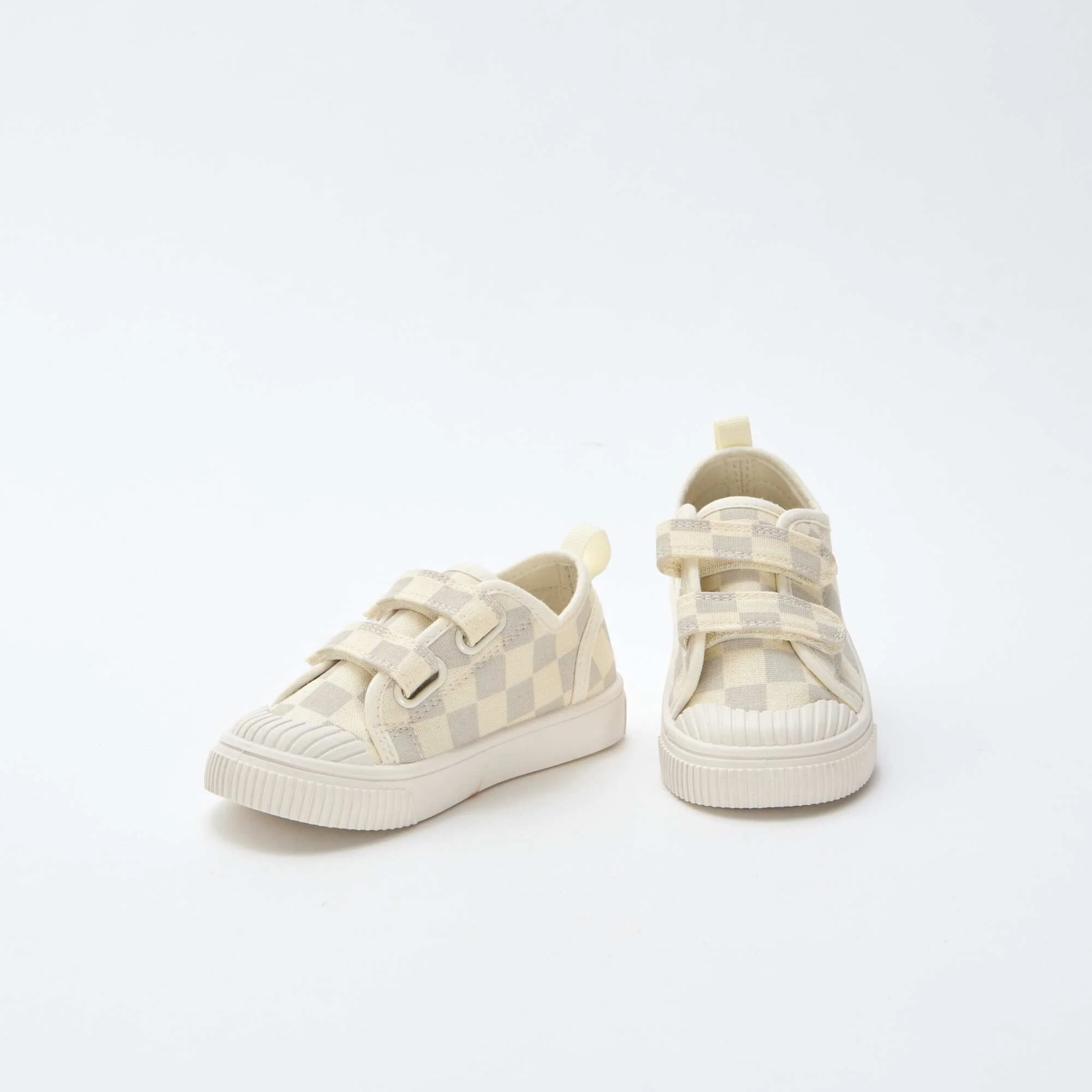 Checkerboard Print Canvas Sneakers GREY - Image 5