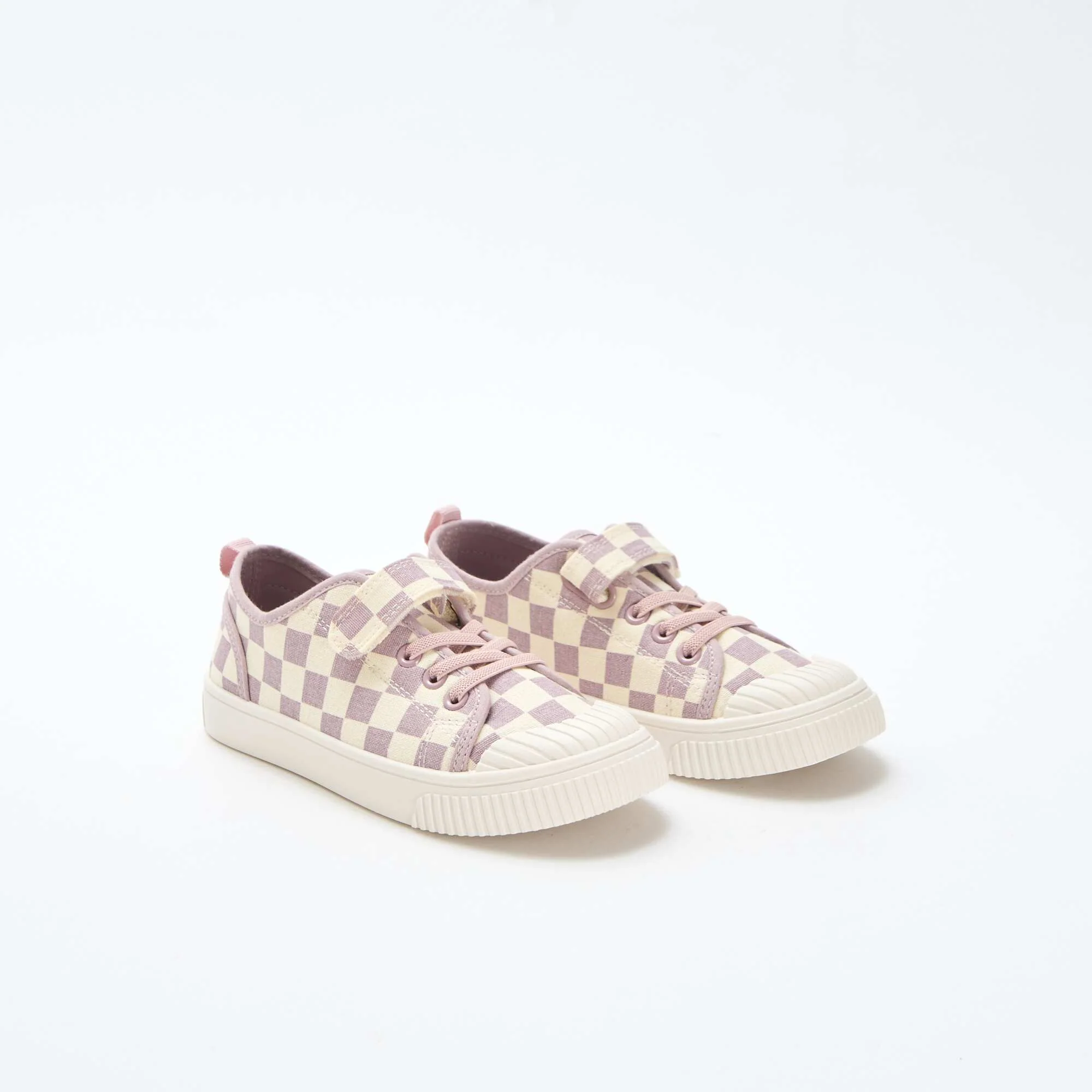 Checkerboard Print Canvas Sneakers PURPLE