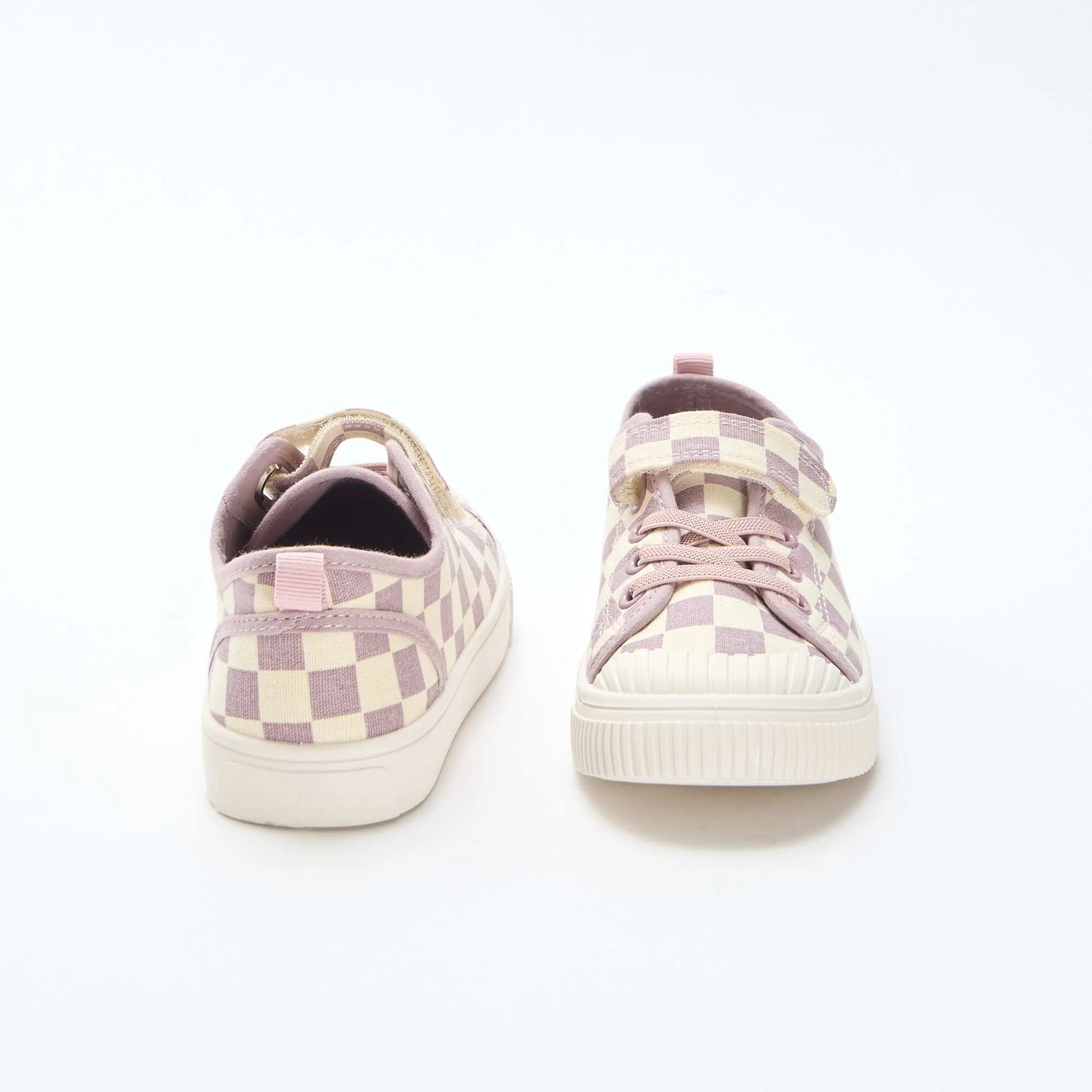 Checkerboard Print Canvas Sneakers PURPLE - Image 3