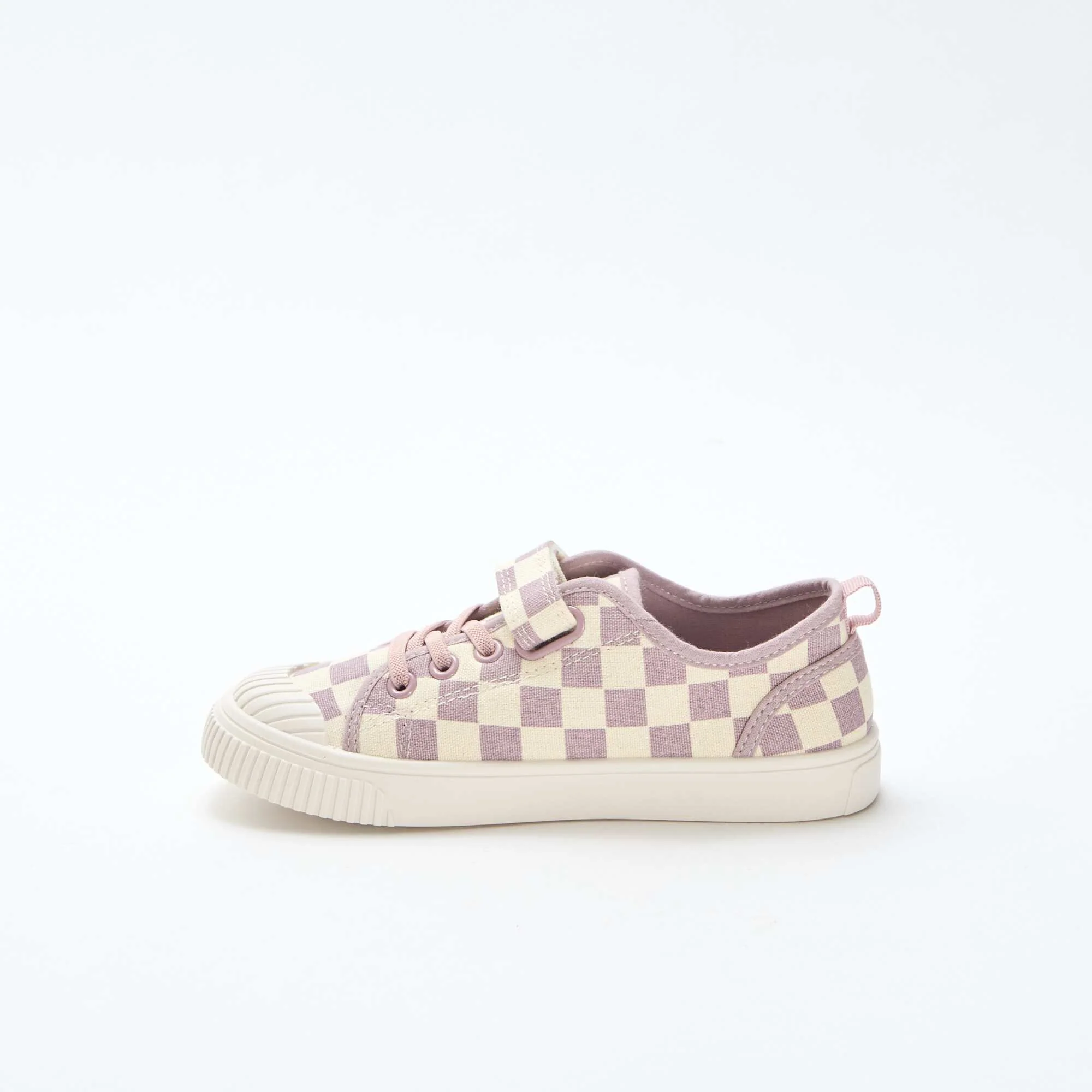 Checkerboard Print Canvas Sneakers PURPLE - Image 4