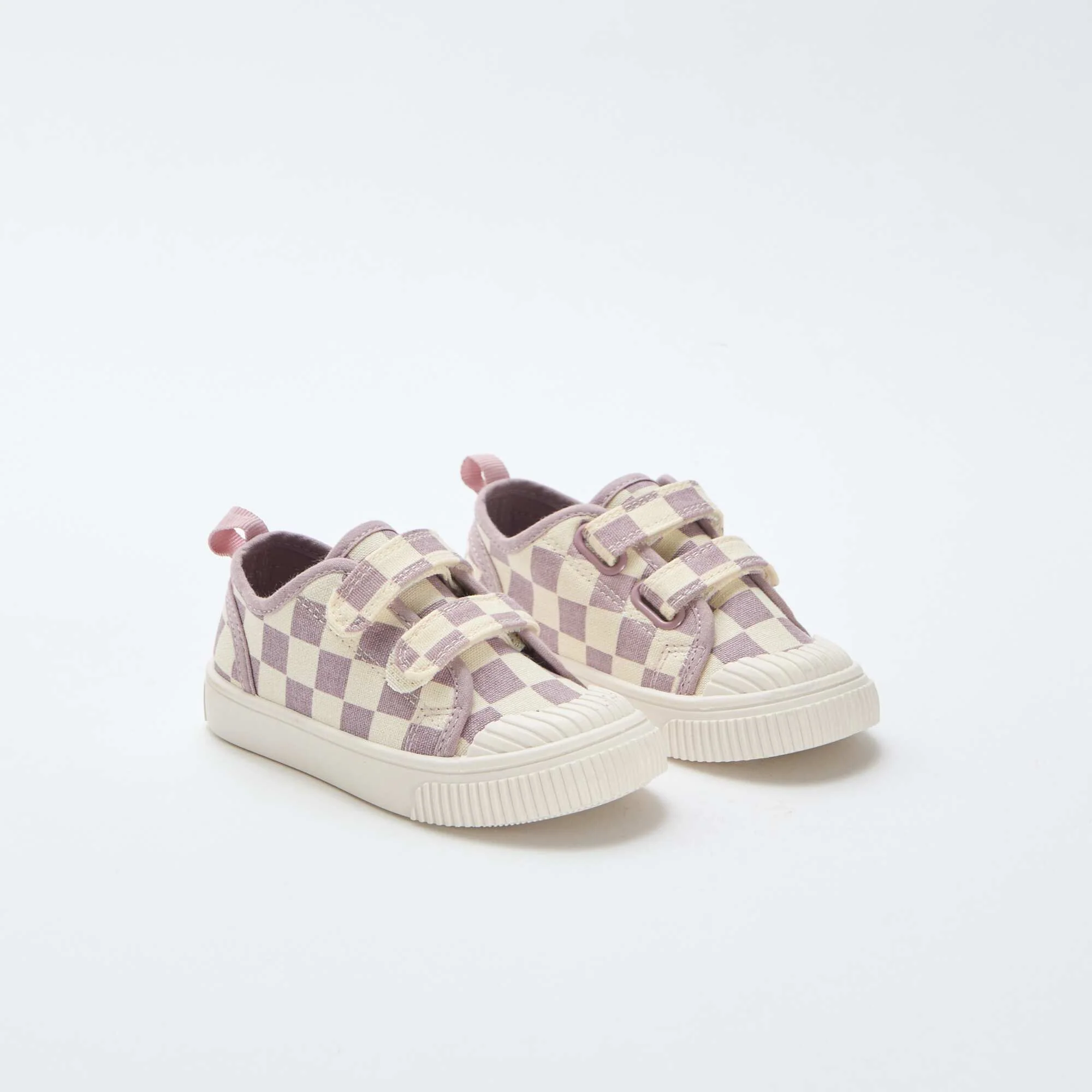 Checkerboard Print Canvas Sneakers PURPLE