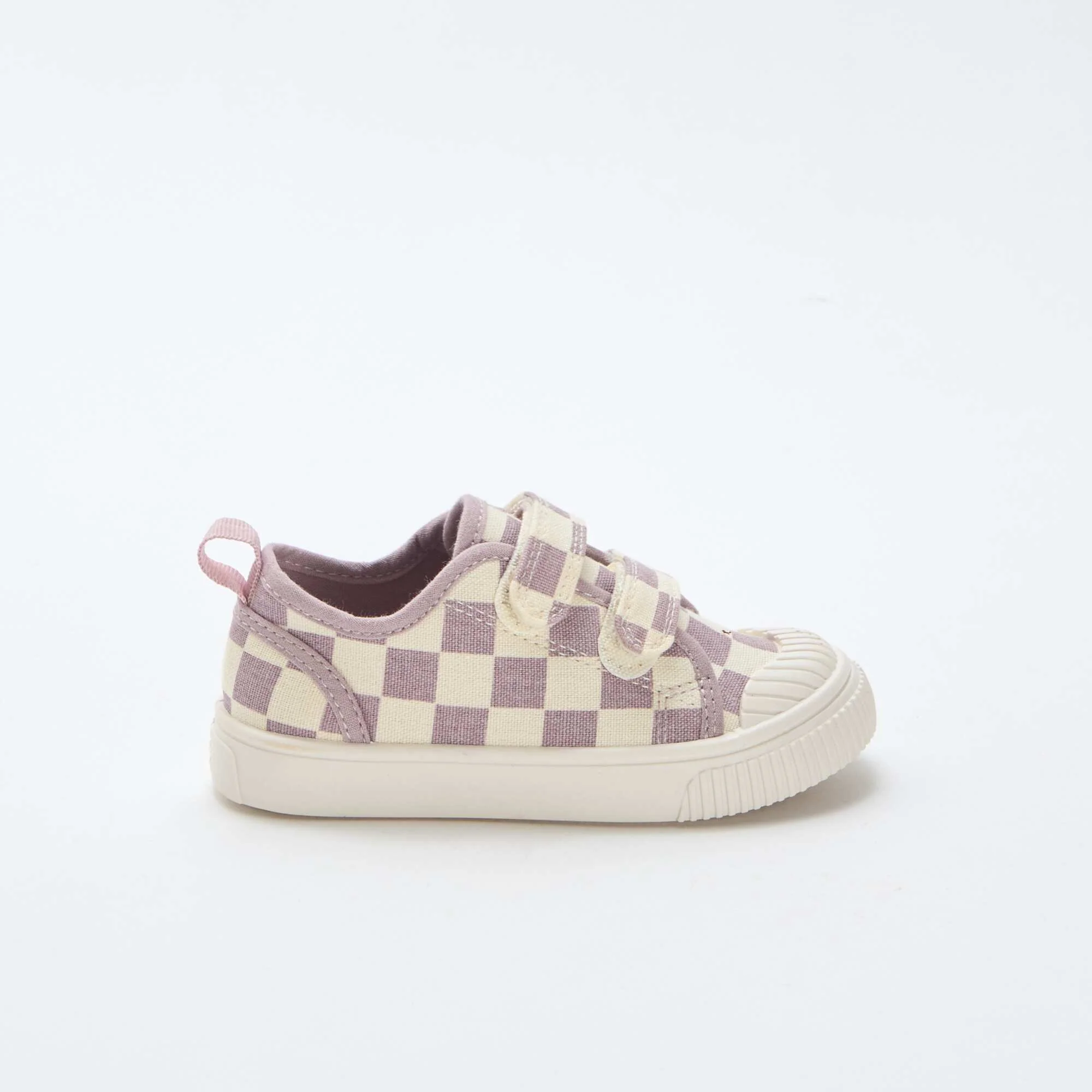 Checkerboard Print Canvas Sneakers PURPLE - Image 2