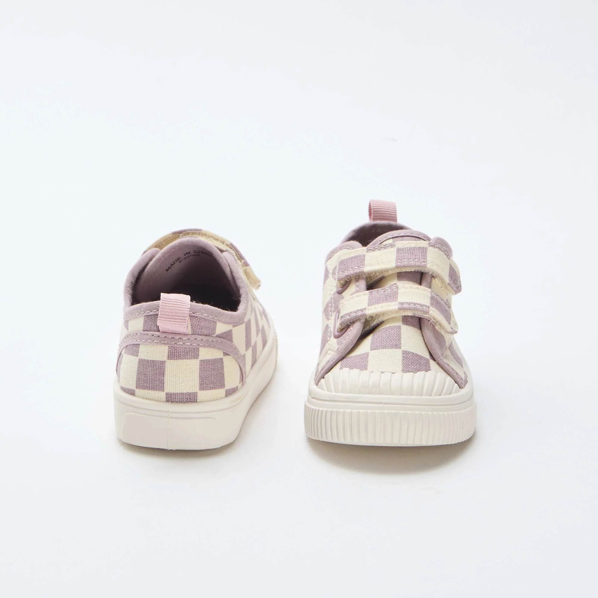 Checkerboard Print Canvas Sneakers PURPLE - Image 3