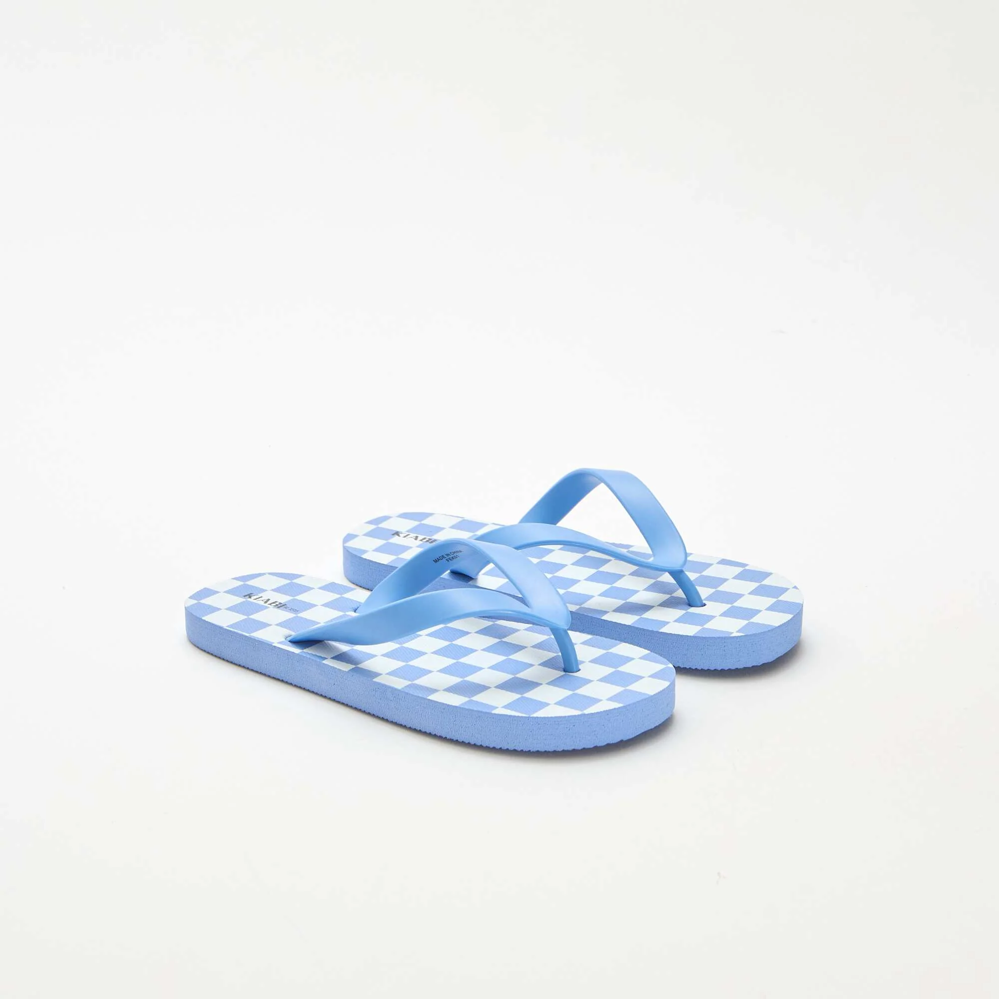 Checkerboard Print Flip-Flops BLUE