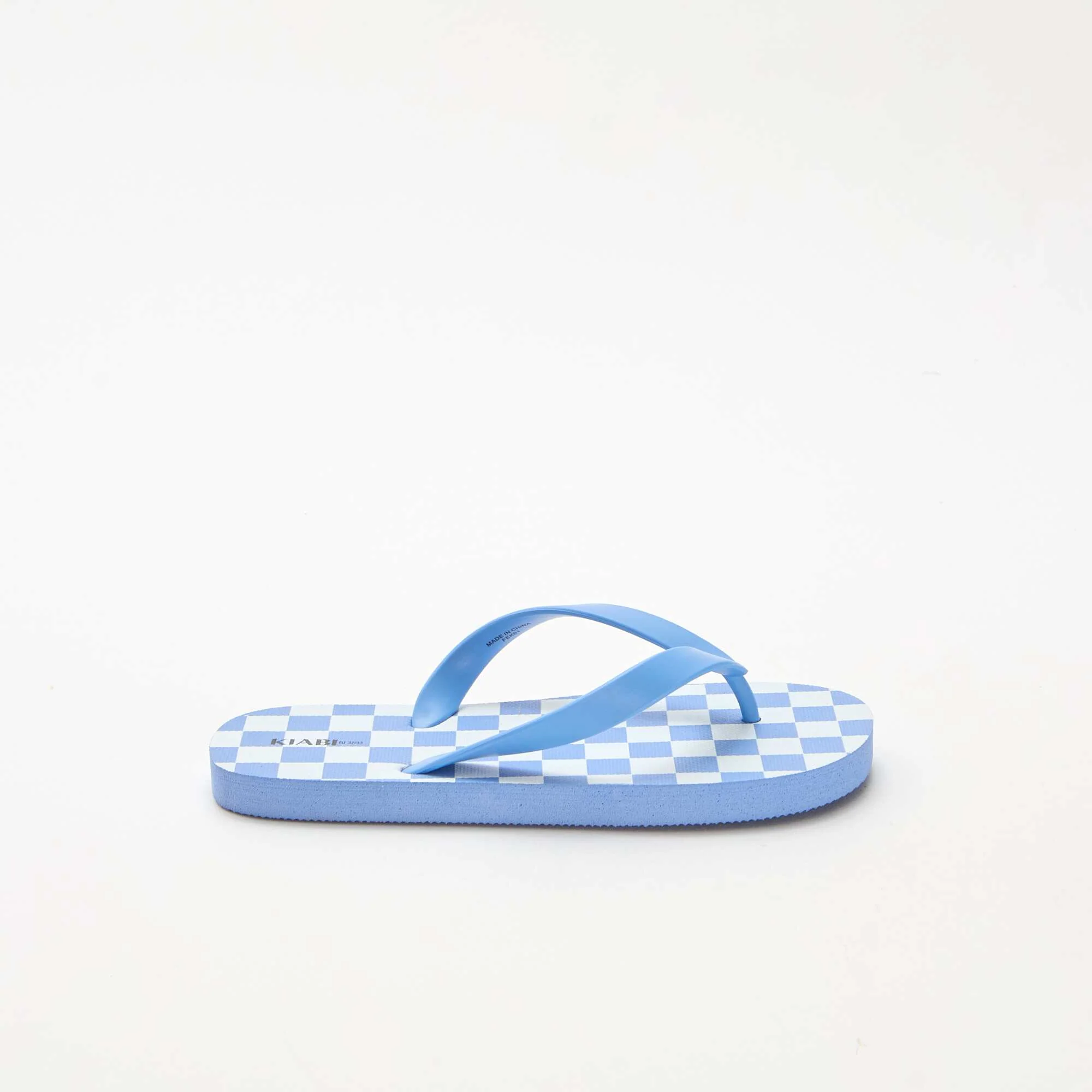 Checkerboard Print Flip-Flops BLUE - Image 2