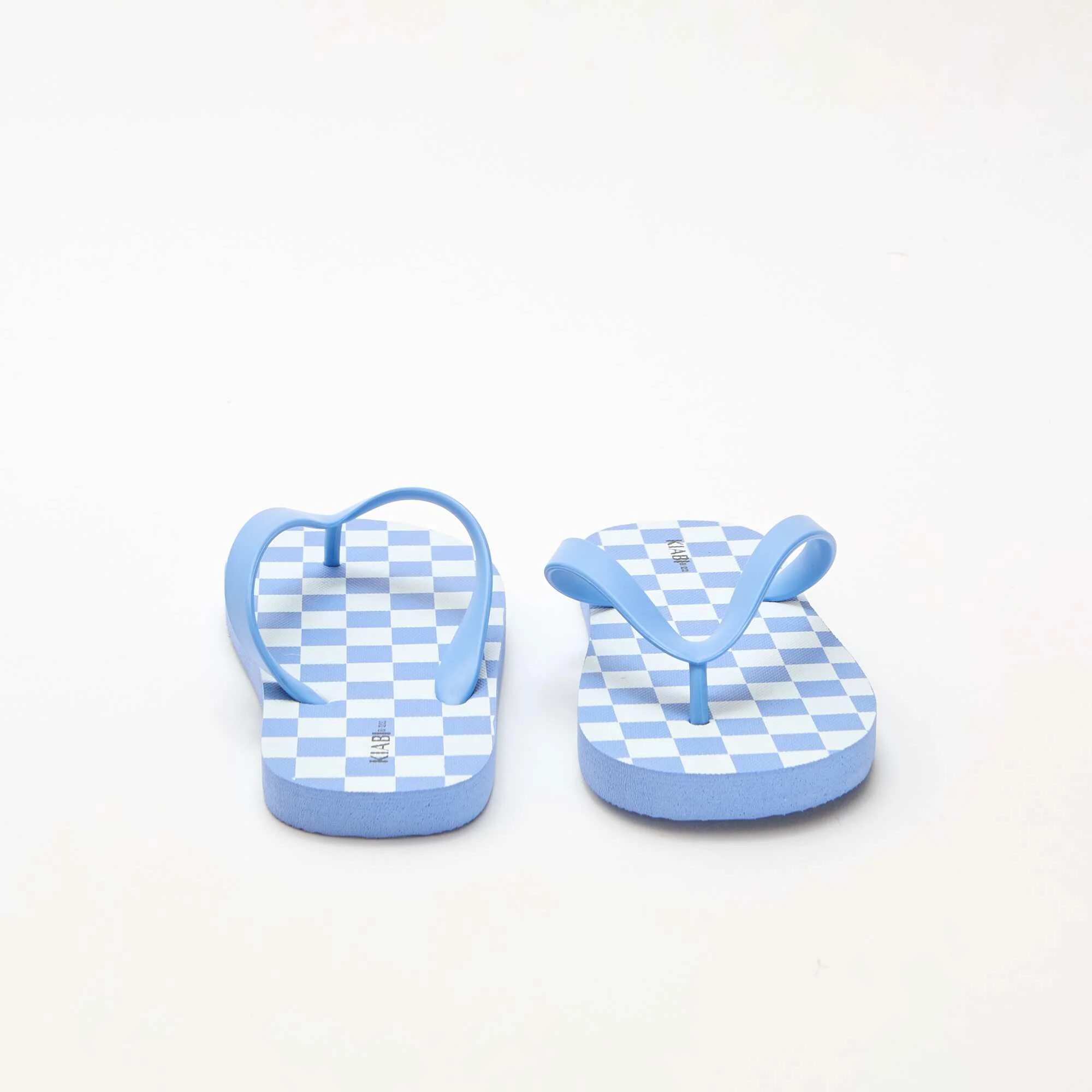 Checkerboard Print Flip-Flops BLUE - Image 3
