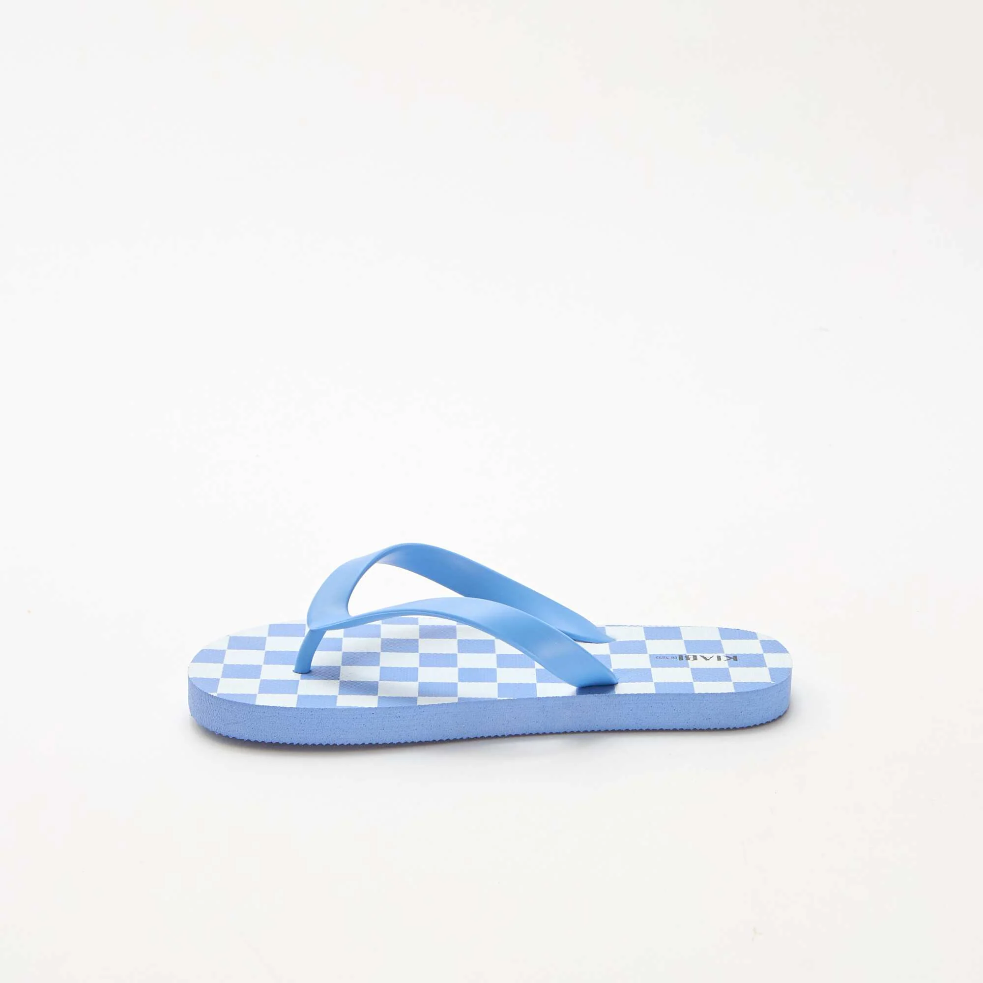 Checkerboard Print Flip-Flops BLUE - Image 4