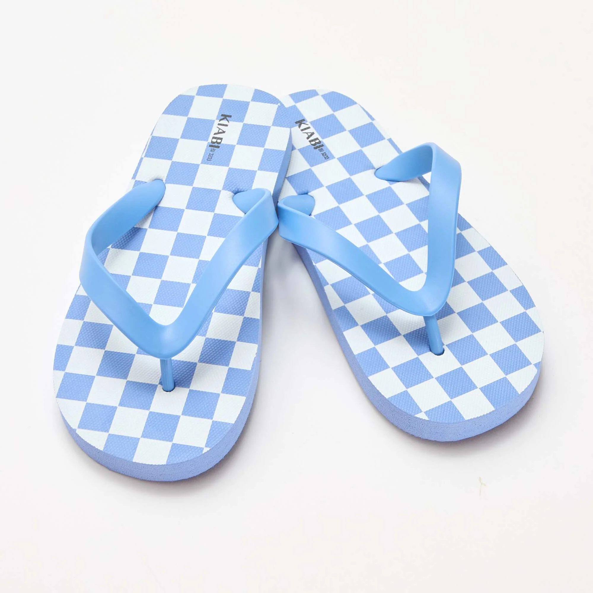 Checkerboard Print Flip-Flops BLUE - Image 5