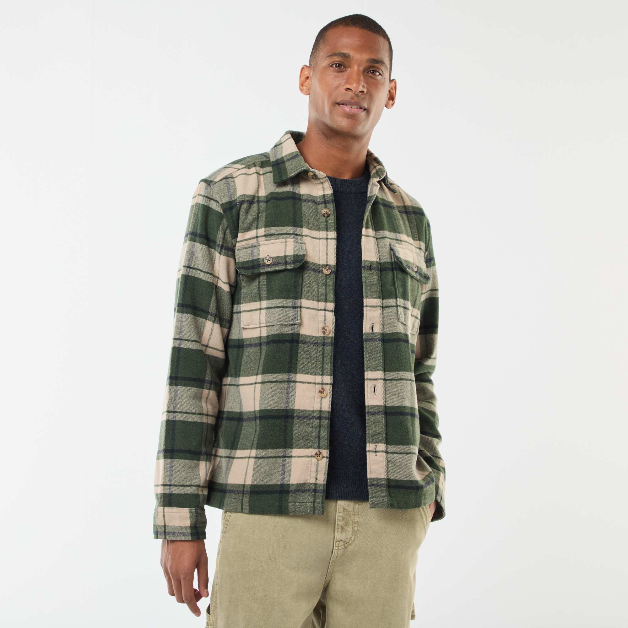 Checkered Overshirt KHAKI