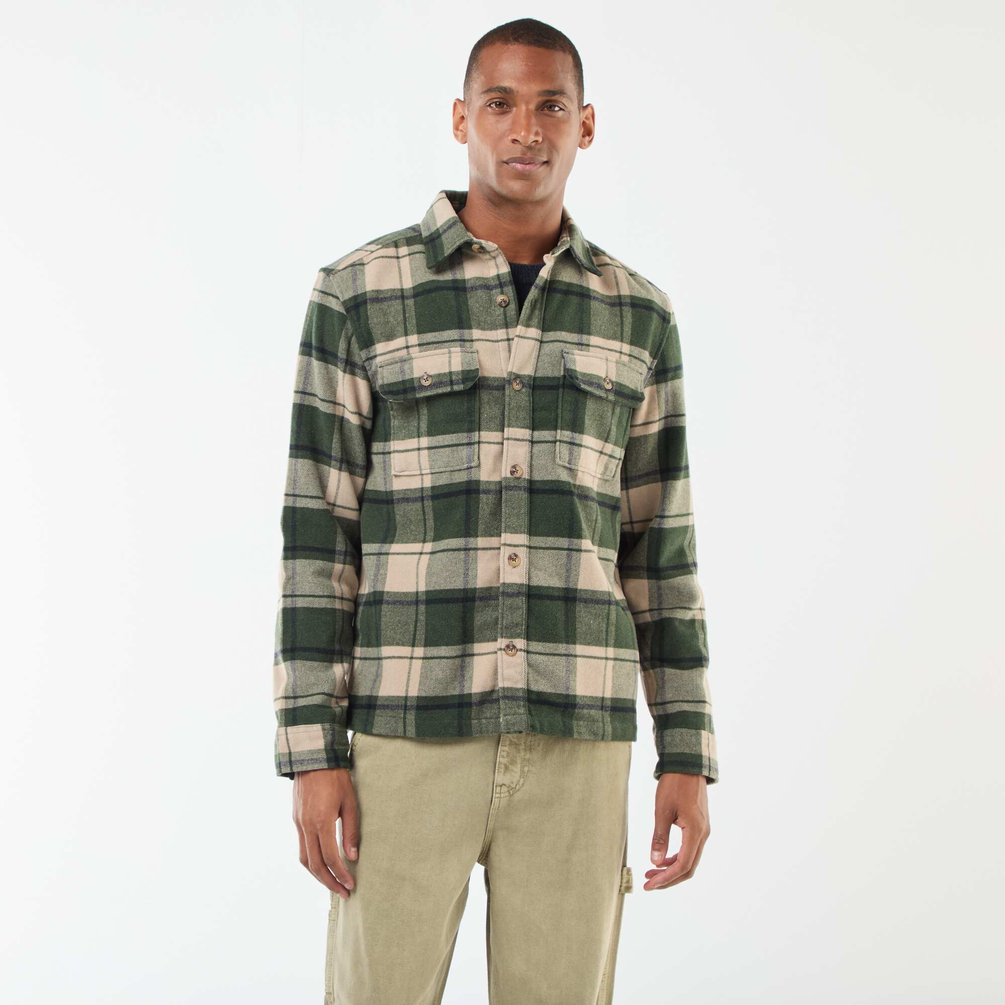 Checkered Overshirt KHAKI - Image 3