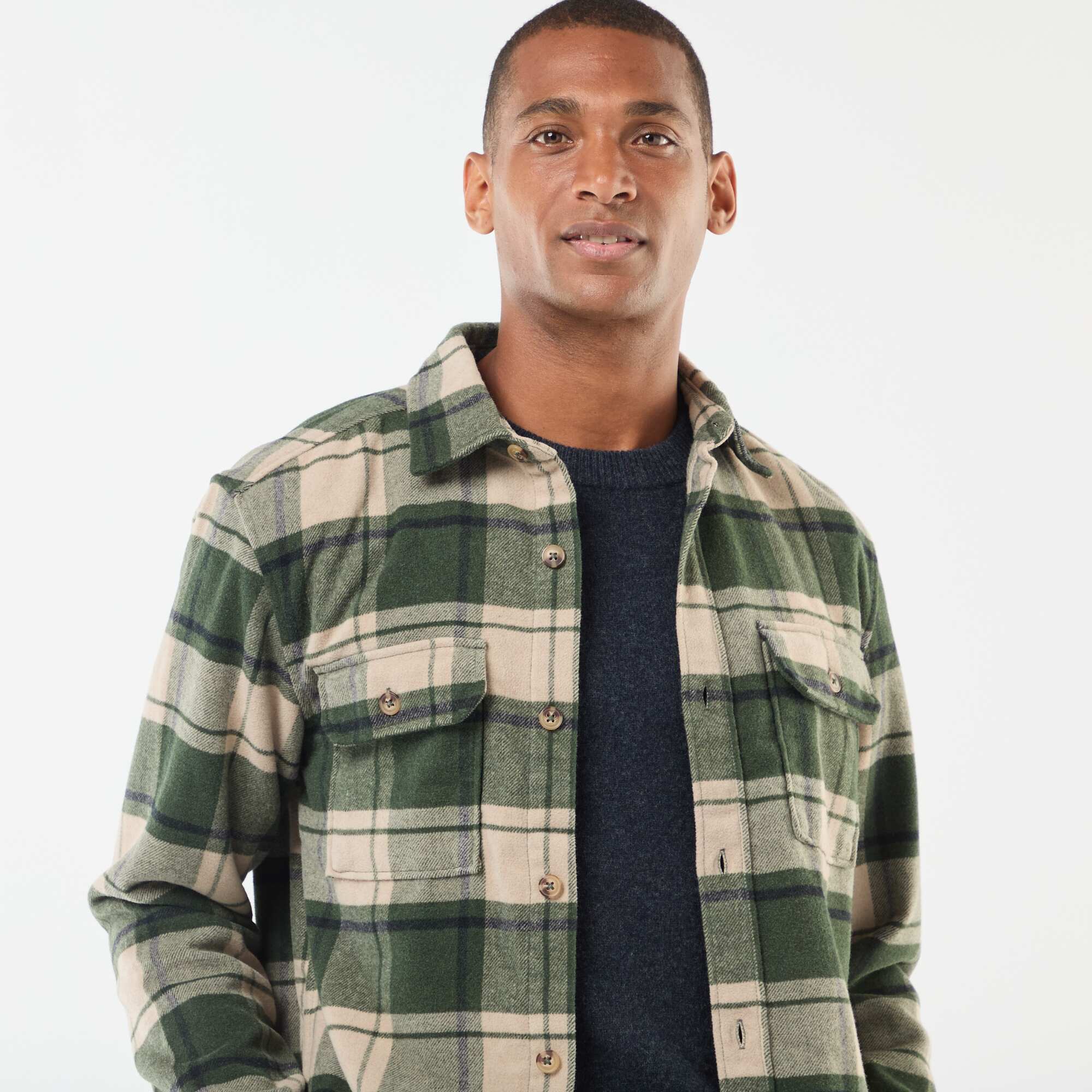 Checkered Overshirt KHAKI - Image 5