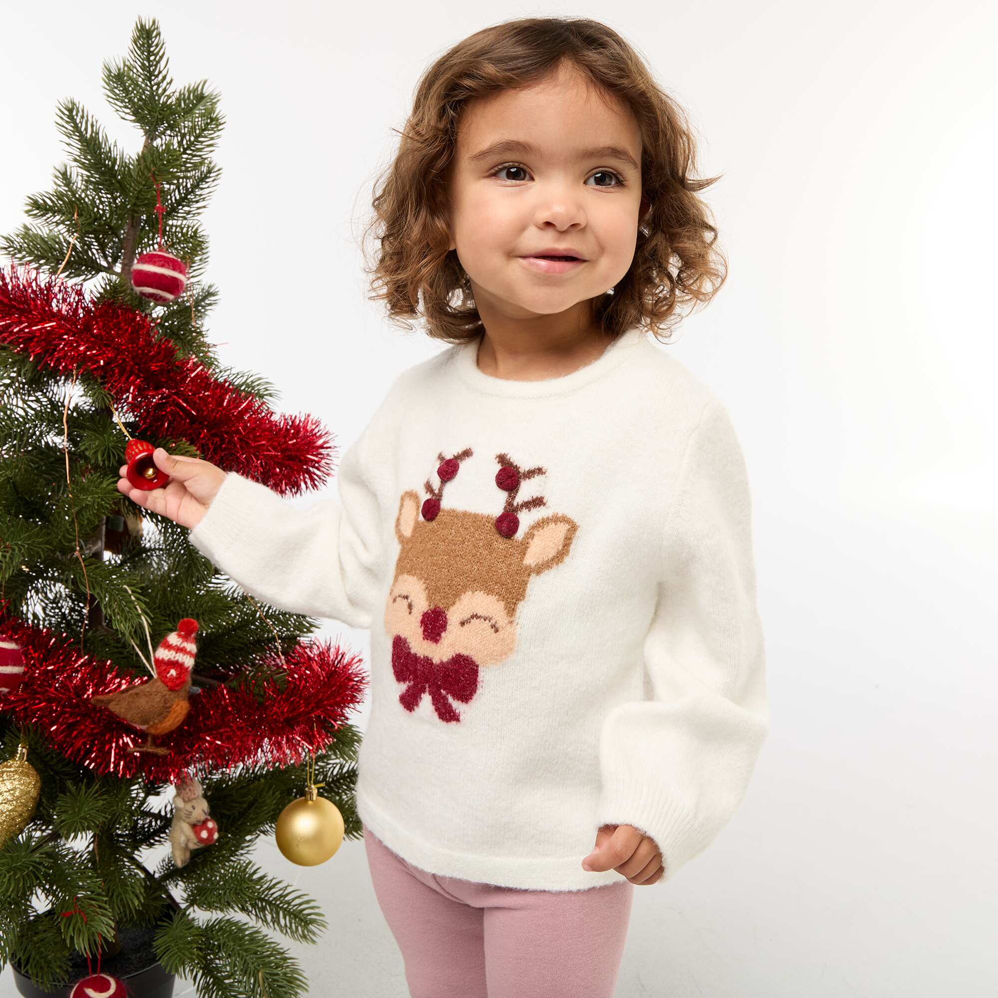 Christmas Print Sweater WHITE