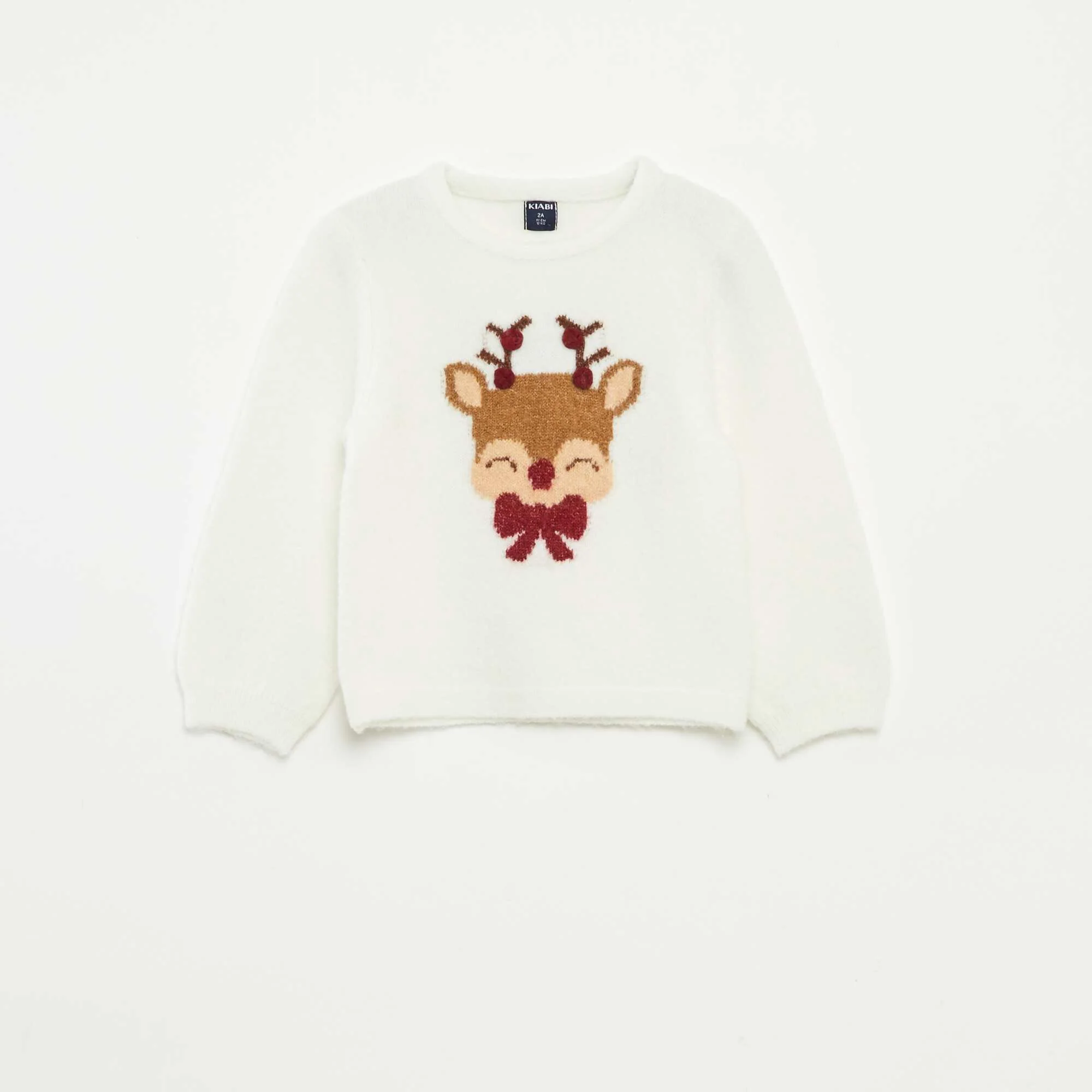 Christmas Print Sweater WHITE - Image 3
