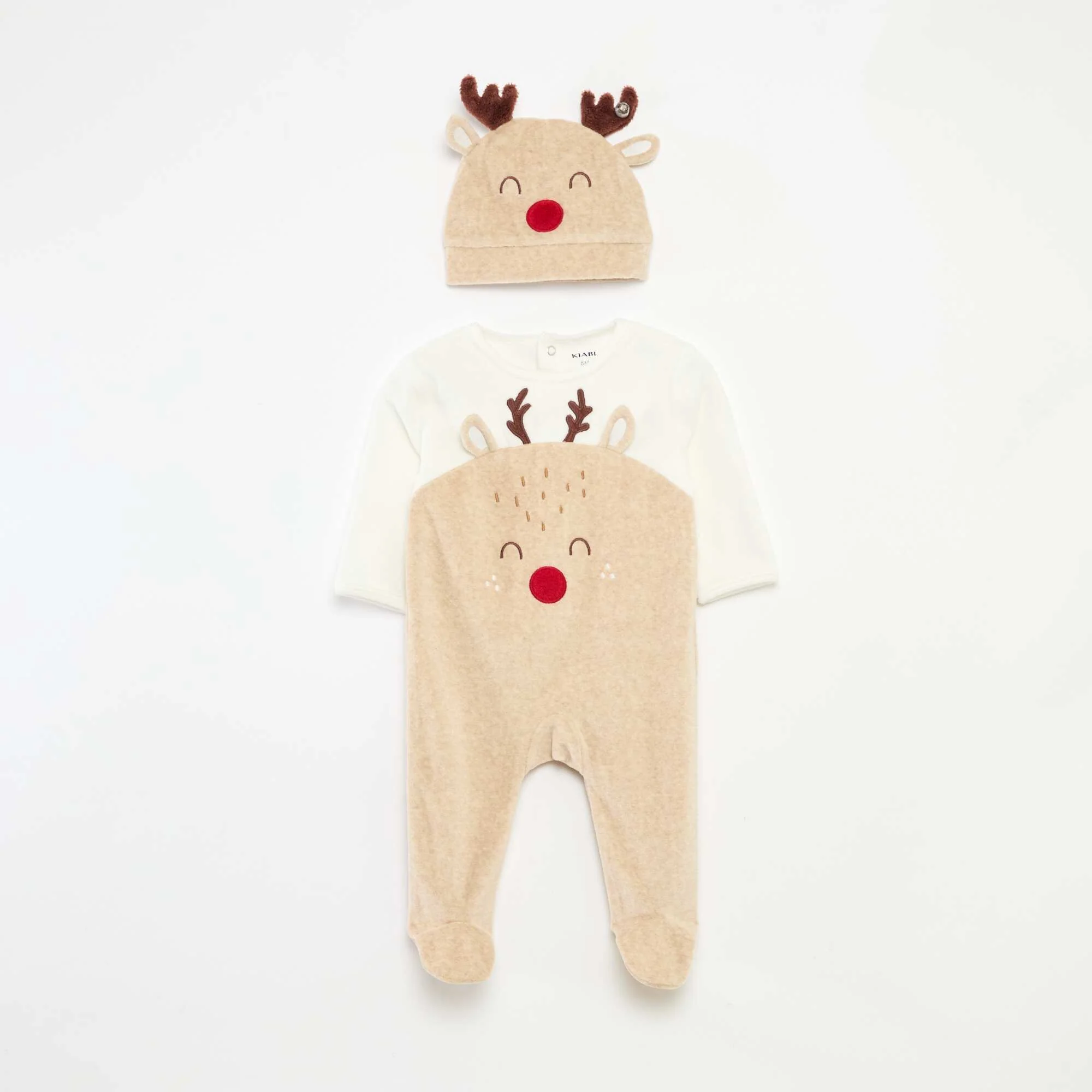 Christmas Sleepsuit + Hat Set BEIGE