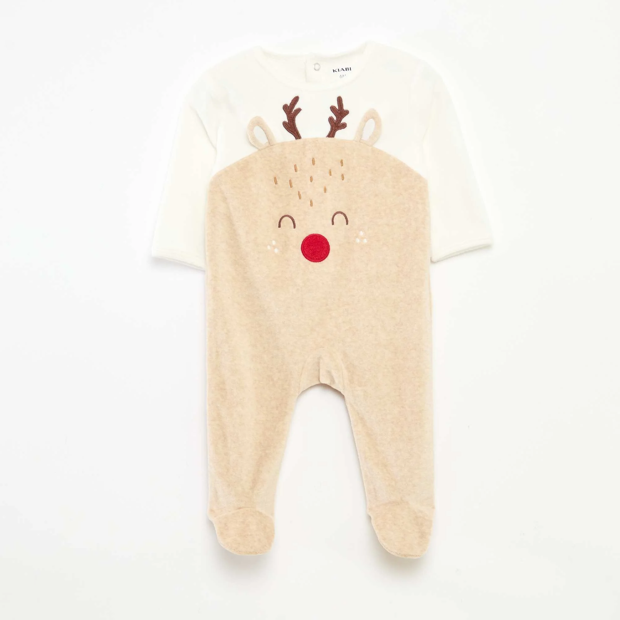 Christmas Sleepsuit + Hat Set BEIGE - Image 2