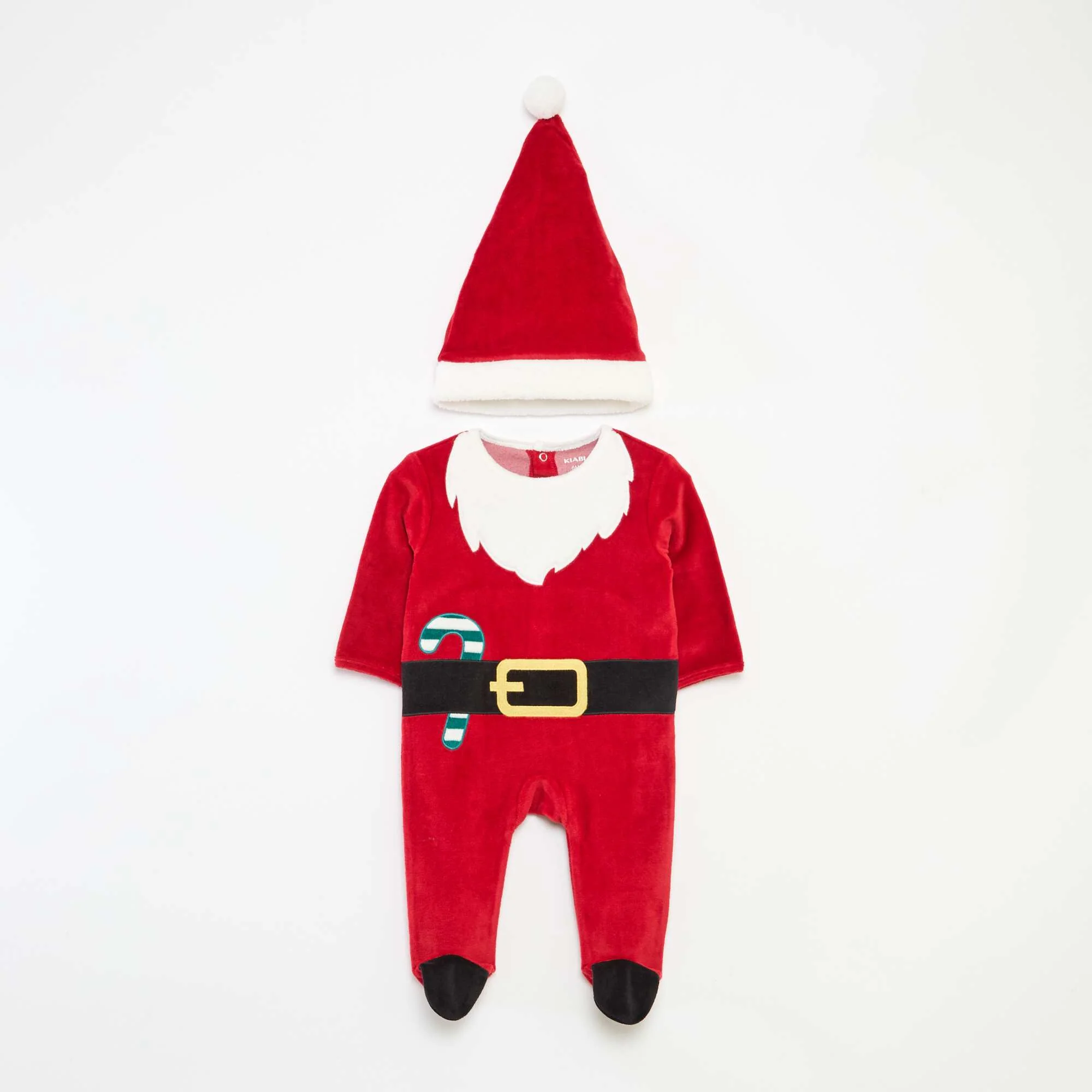 Christmas Sleepsuit + Hat Set RED