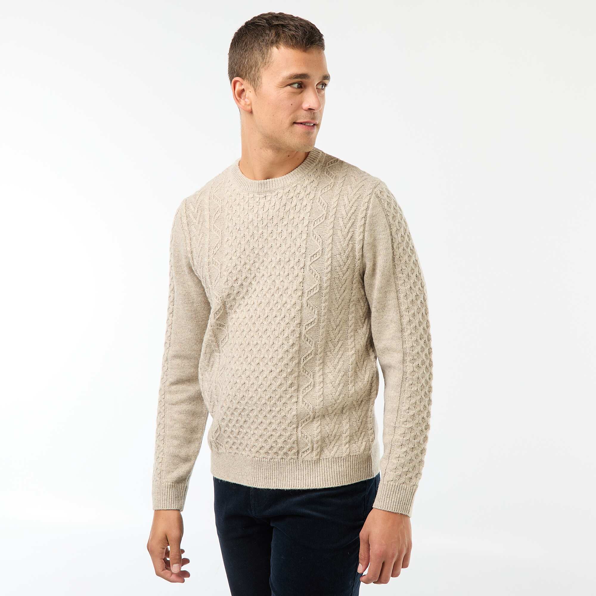 Chunky Cable Knit Jumper BEIGE - Image 5