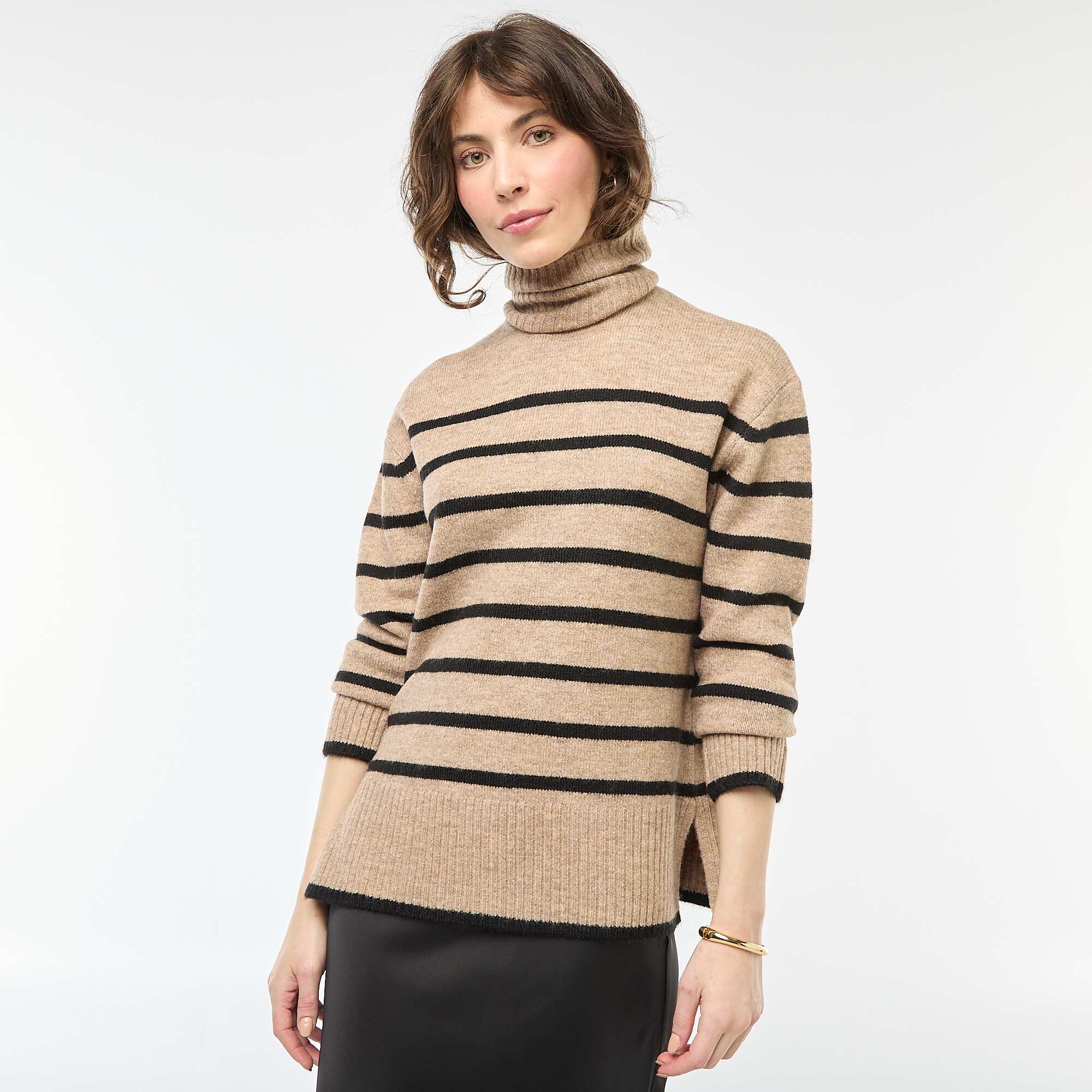 Chunky Knit High Neck Jumper BEIGE