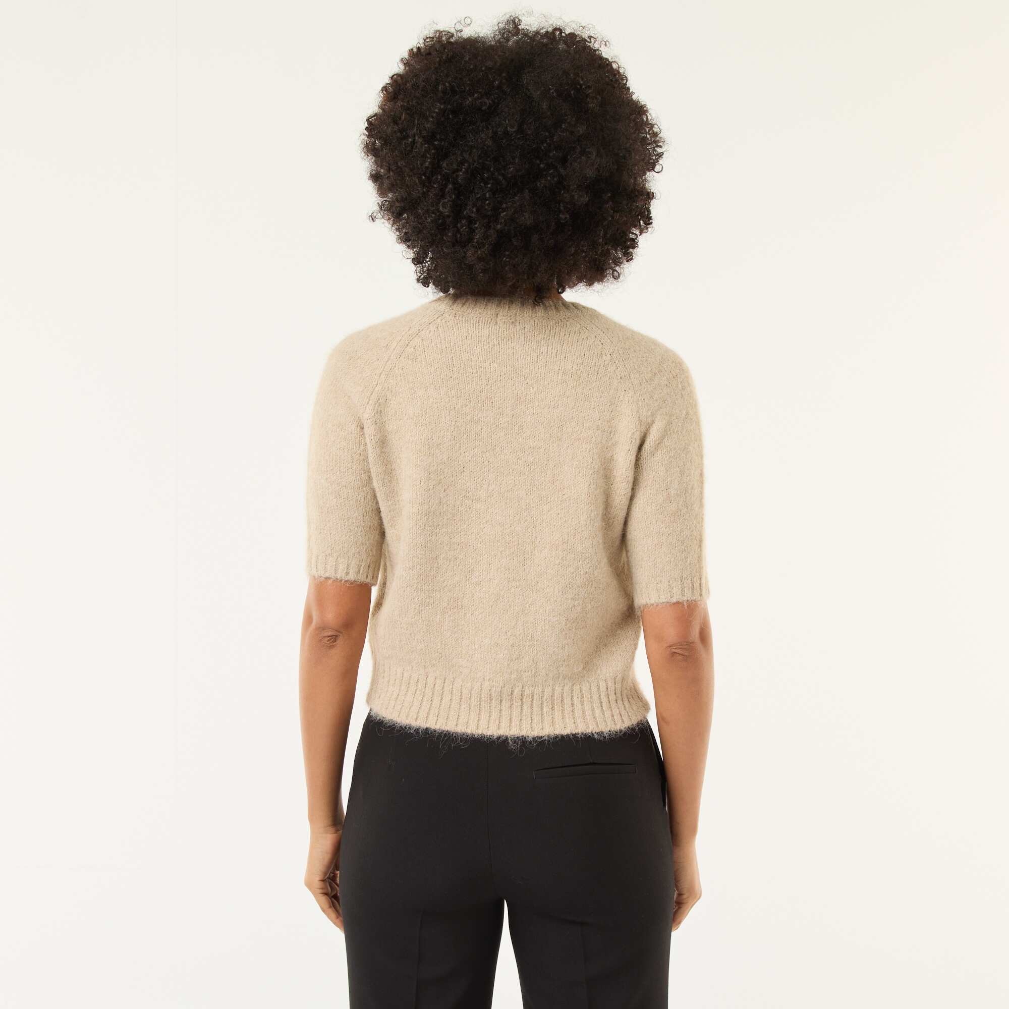 Chunky Knit Short-Sleeve Sweater BEIGE - Image 4