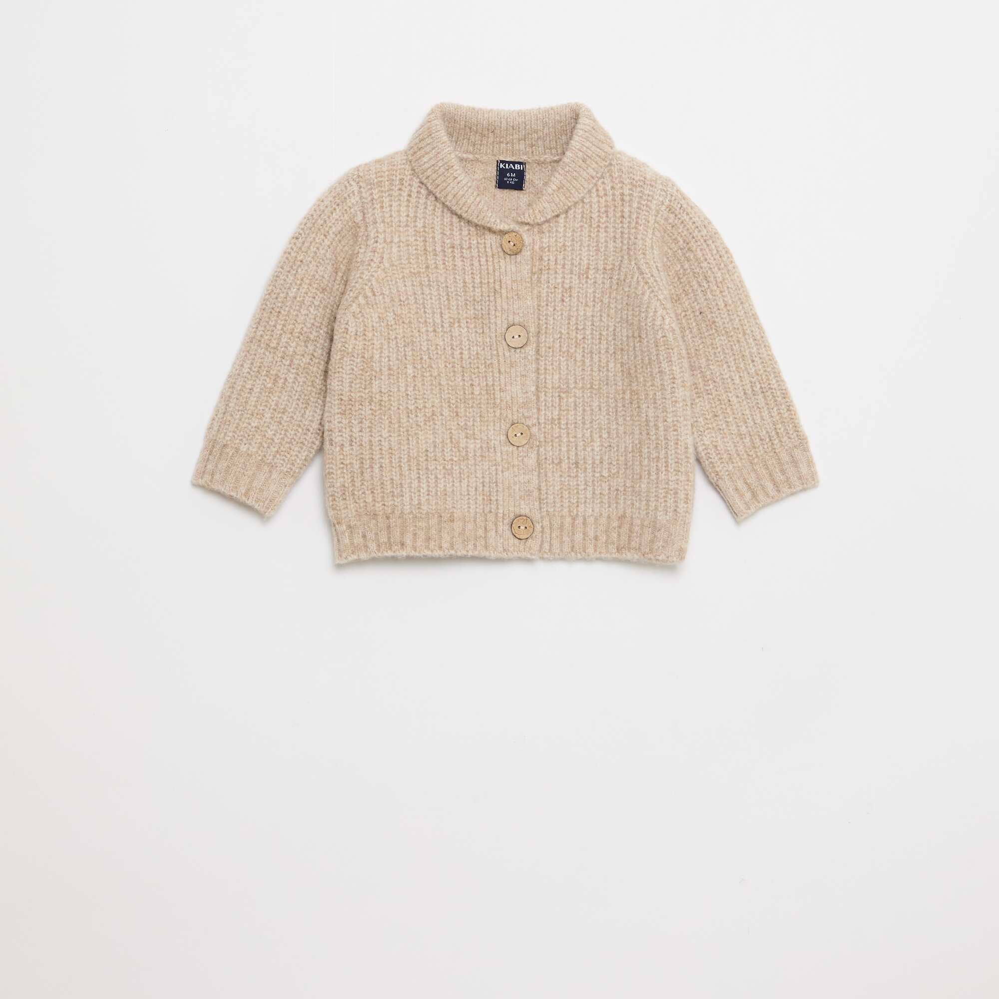 Chunky Shawl Collar Cardigan BEIGE