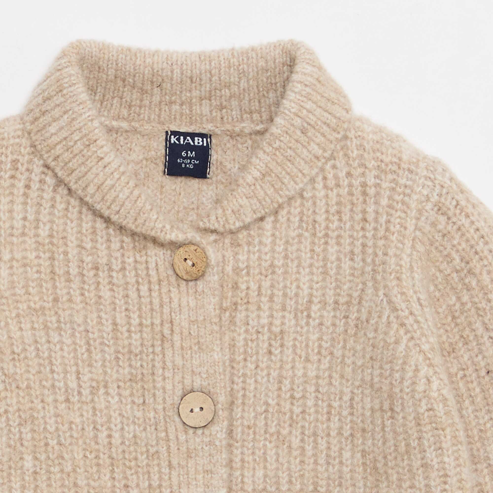 Chunky Shawl Collar Cardigan BEIGE - Image 2