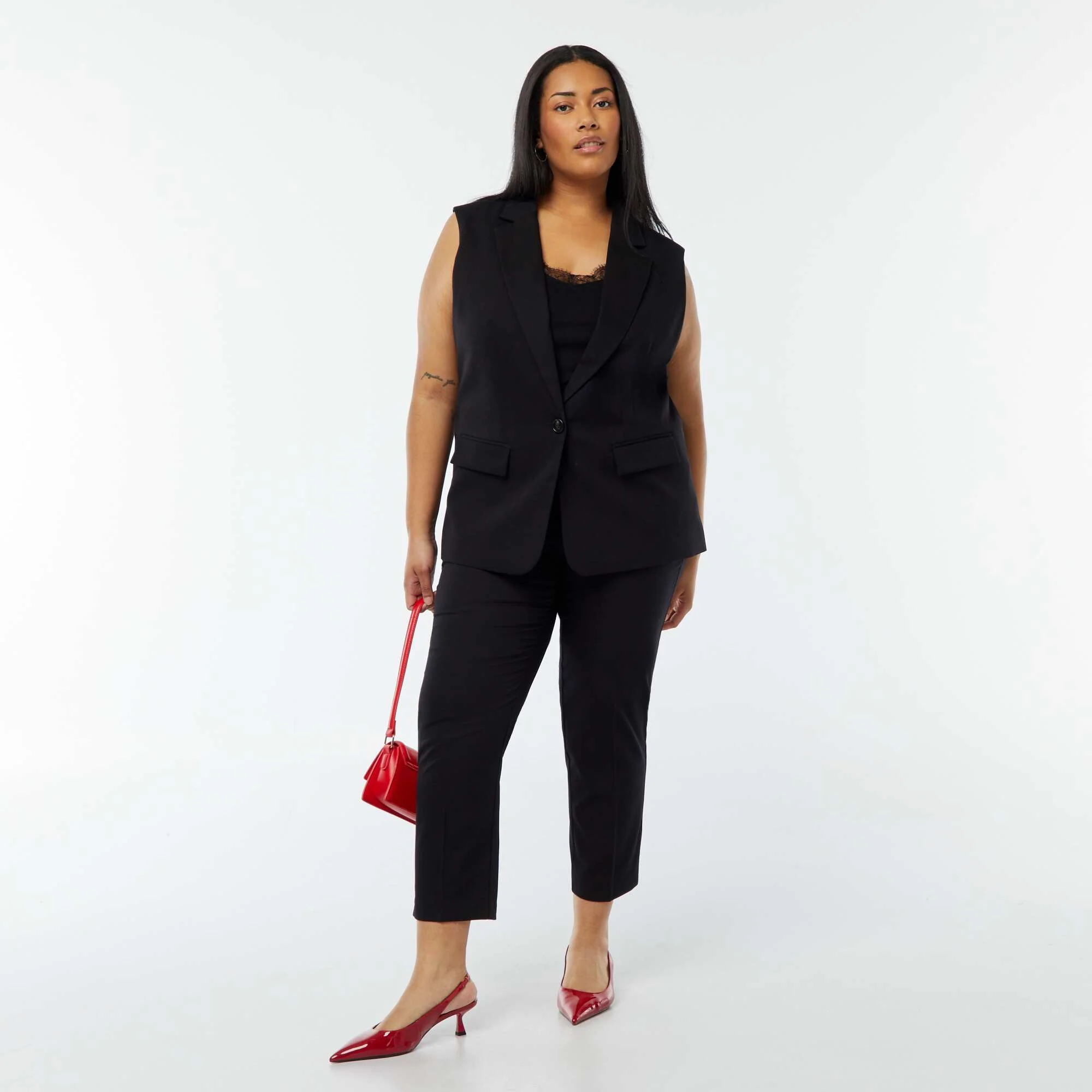 Cigarette trousers with zip and hook fastening BLACK