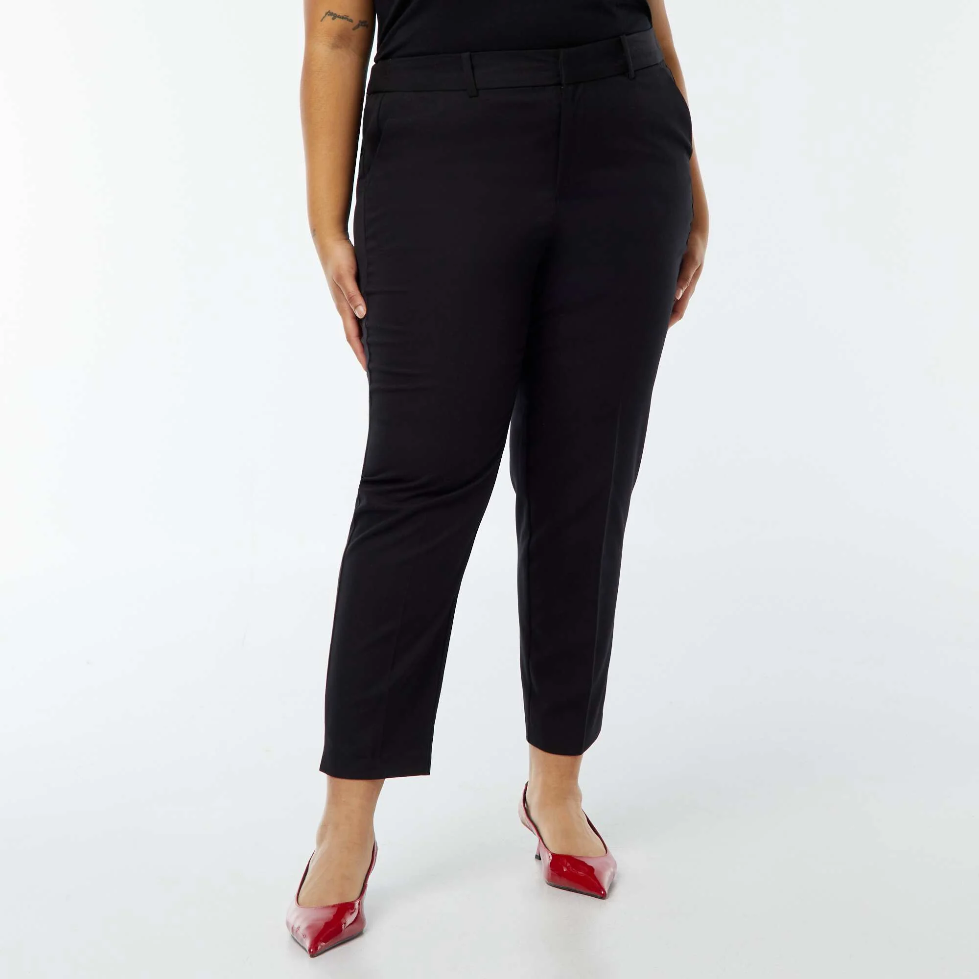 Cigarette trousers with zip and hook fastening BLACK - Image 2