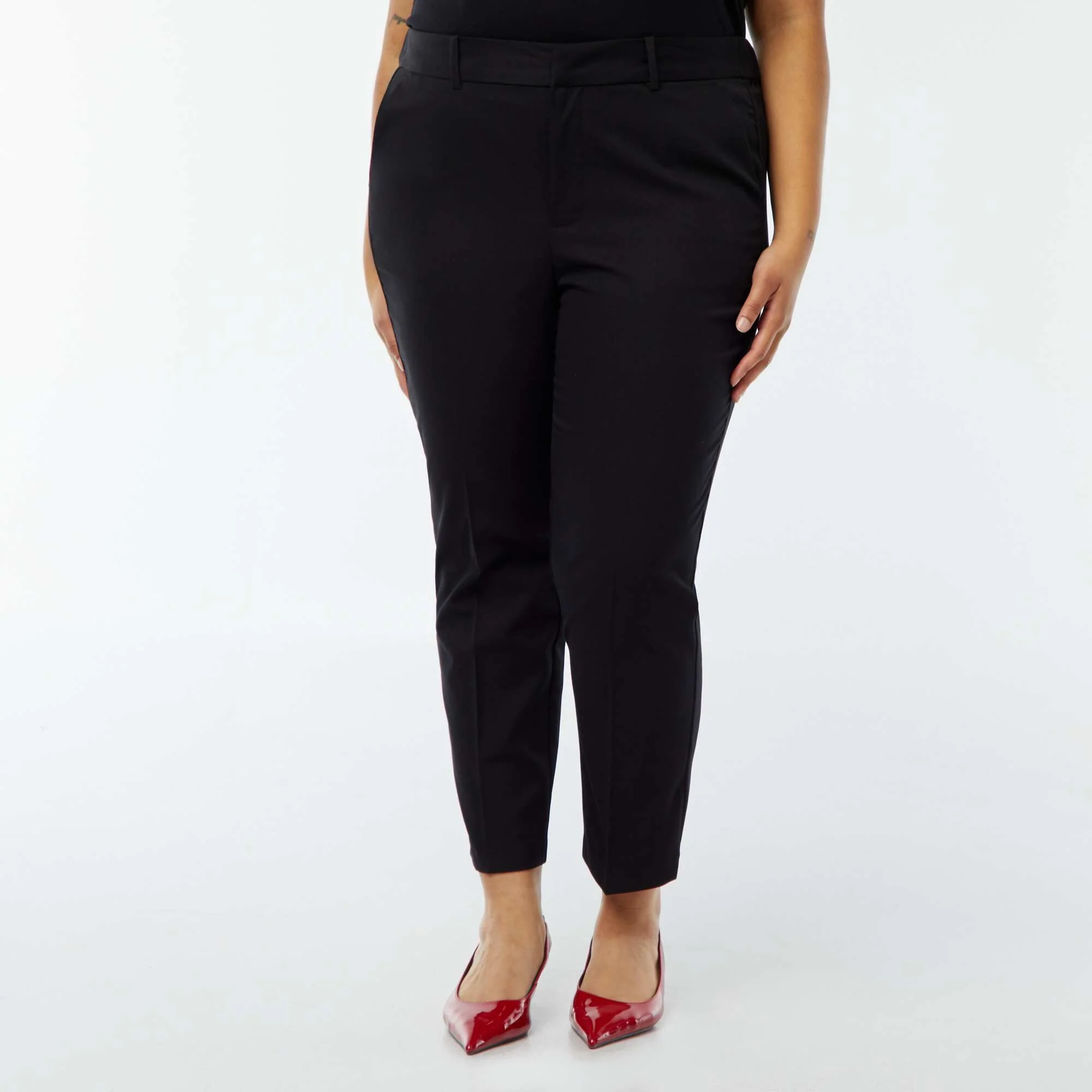 Cigarette trousers with zip and hook fastening BLACK - Image 4