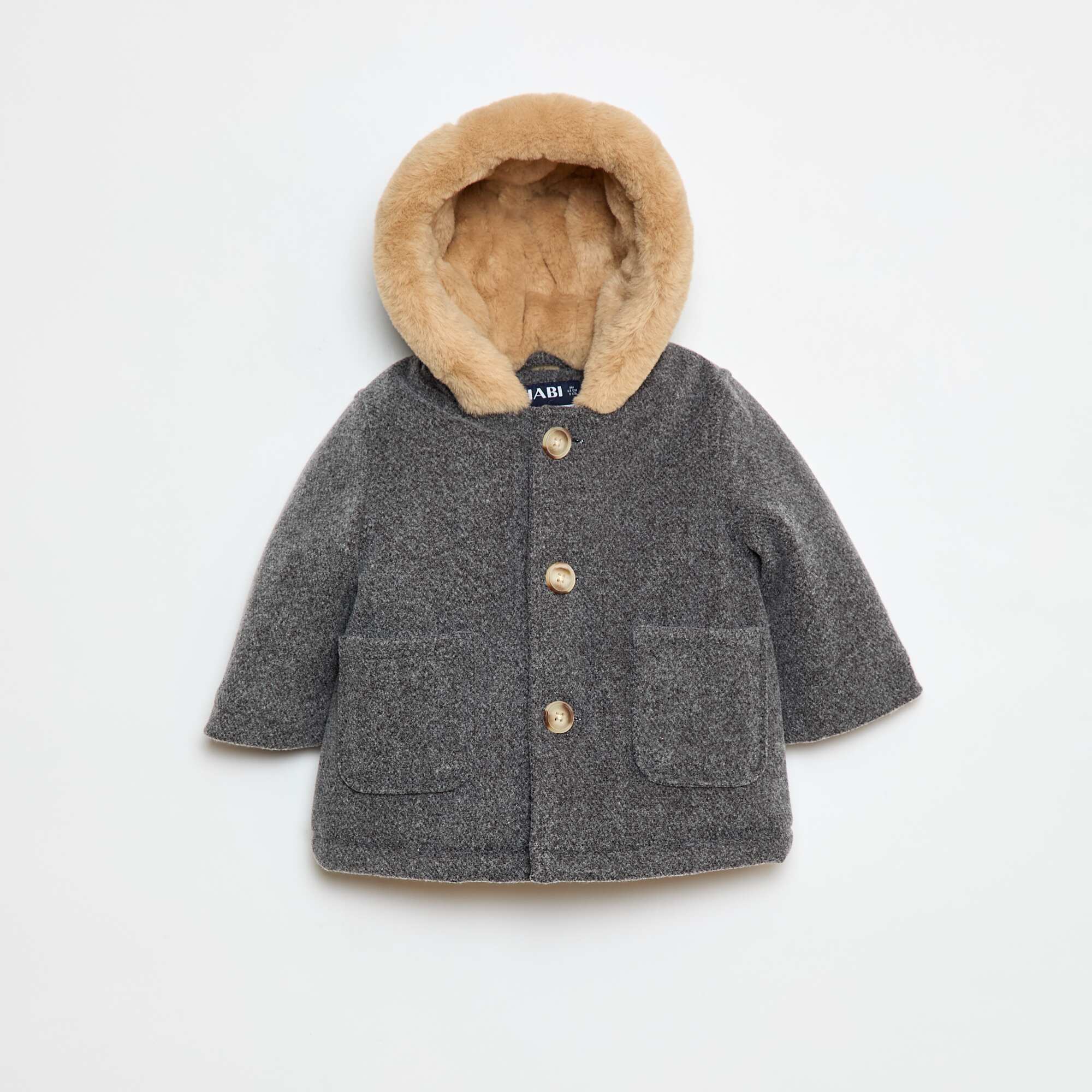 Coat with soft hood GREY