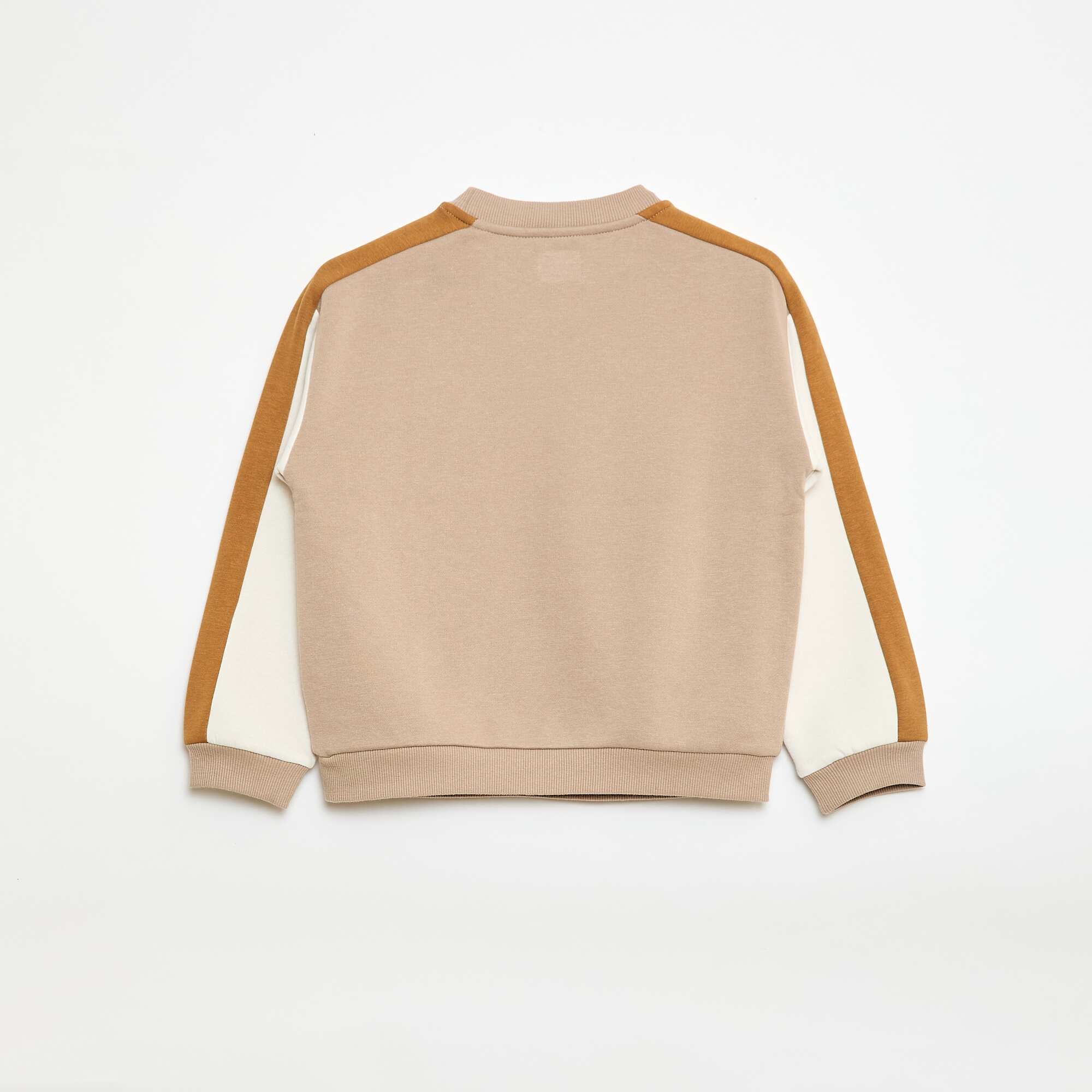 Color Block Crew Neck Sweatshirt BEIGE - Image 3