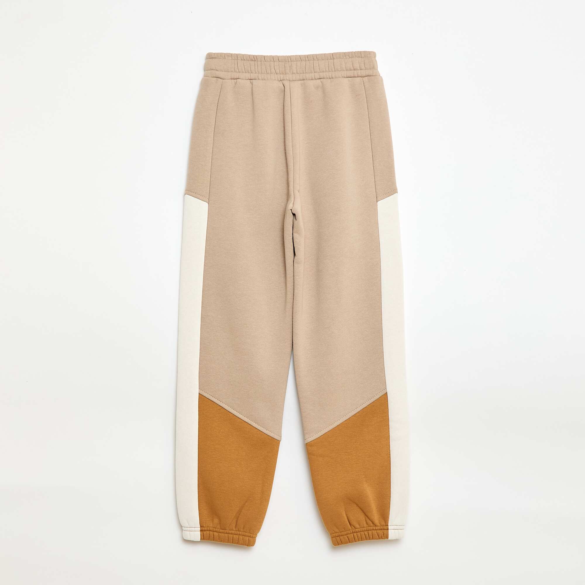 Color Block Fleece Joggers BEIGE - Image 2