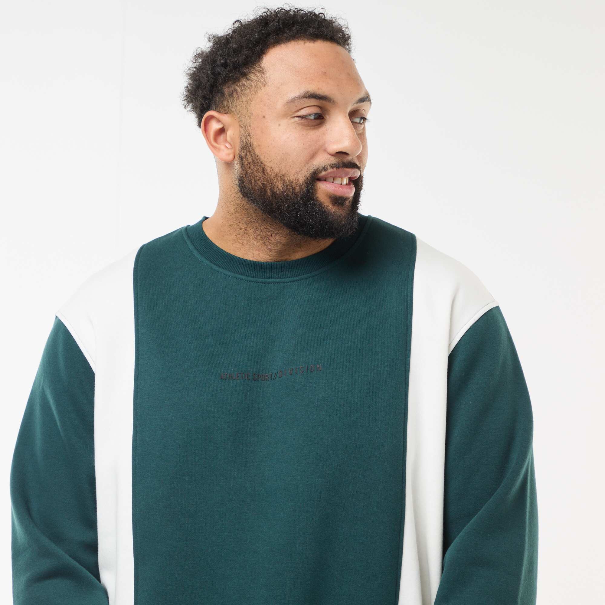 Color Block Fleece Sweatshirt GREEN - Image 3