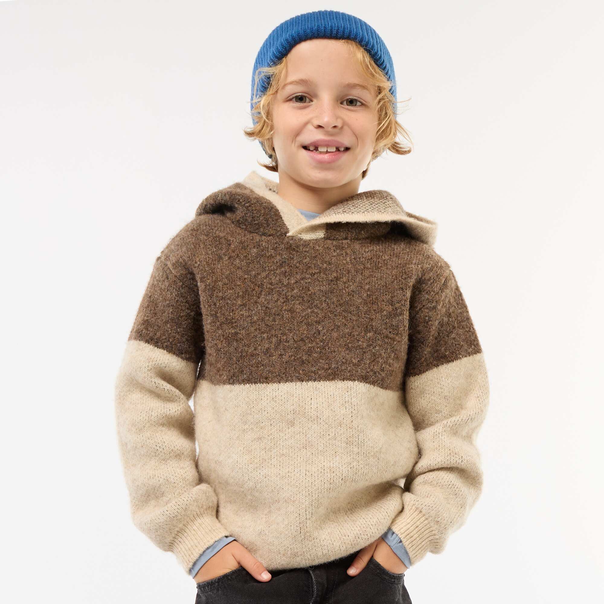 Color Block Hoodie BROWN