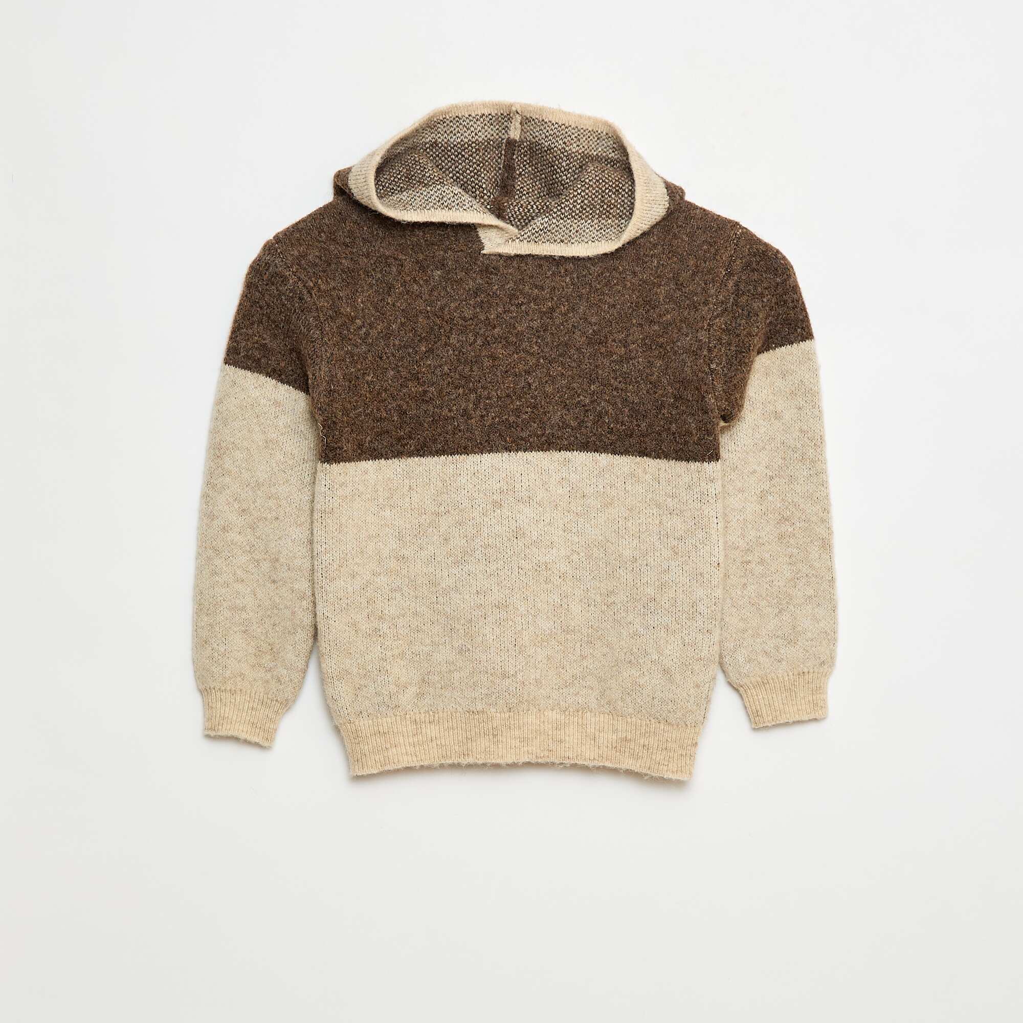 Color Block Hoodie BROWN - Image 2