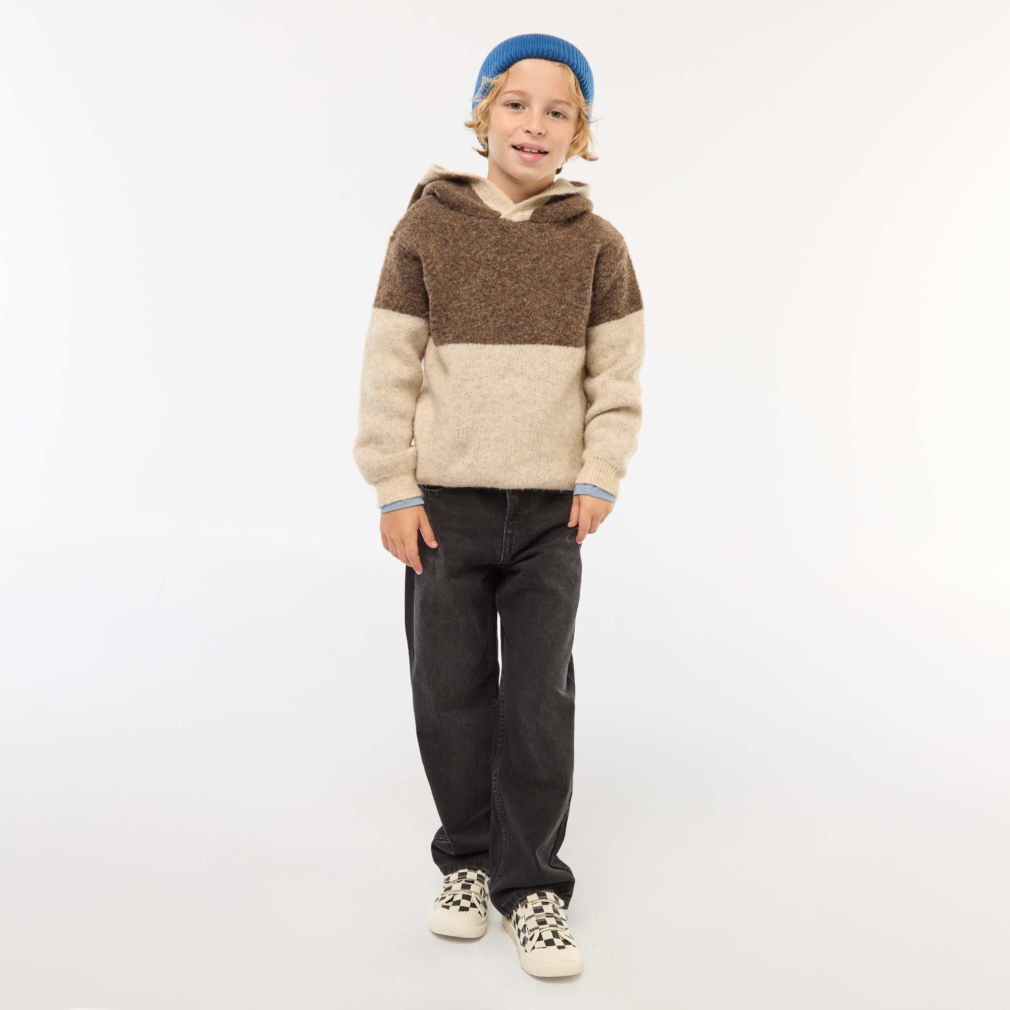 Color Block Hoodie BROWN - Image 3