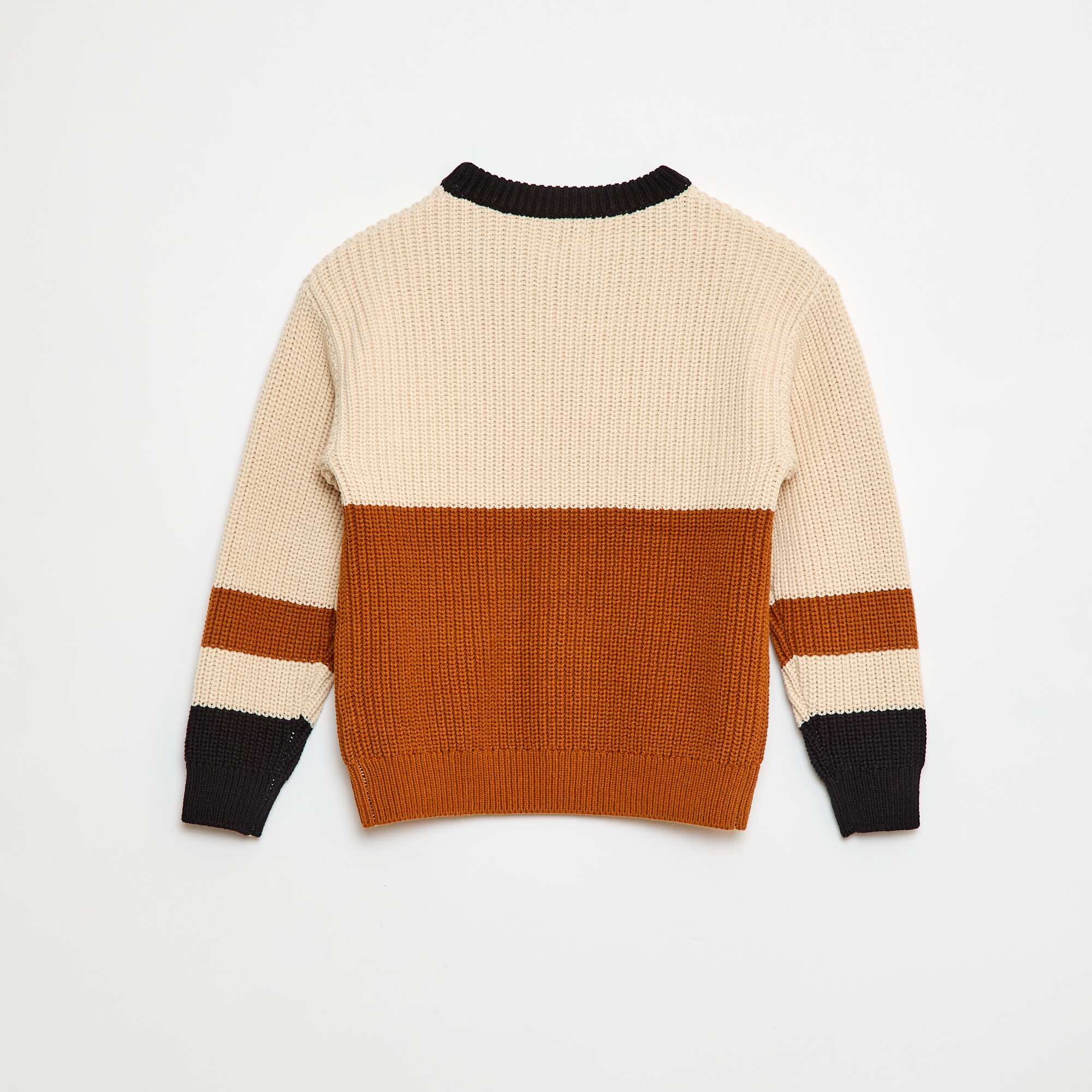 Color Block Knitted Sweater BEIGE - Image 2