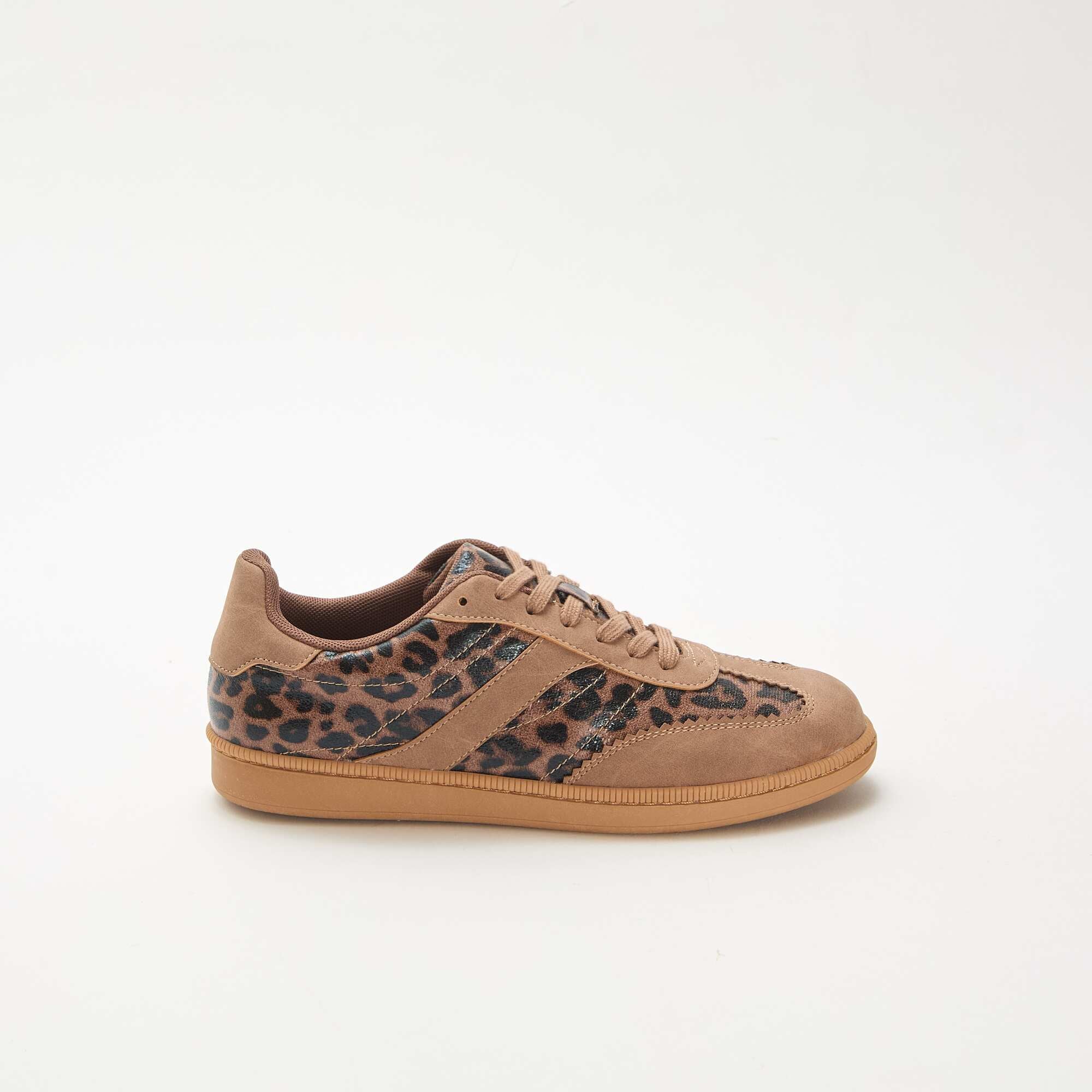 Contrast Panel Low-Top Sneakers BROWN - Image 2