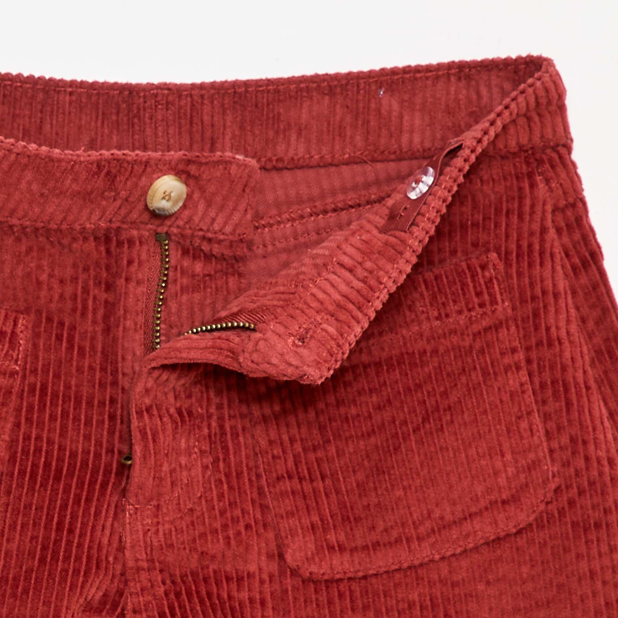 Corduroy Shorts with 2 Patch Pockets RED - Image 3