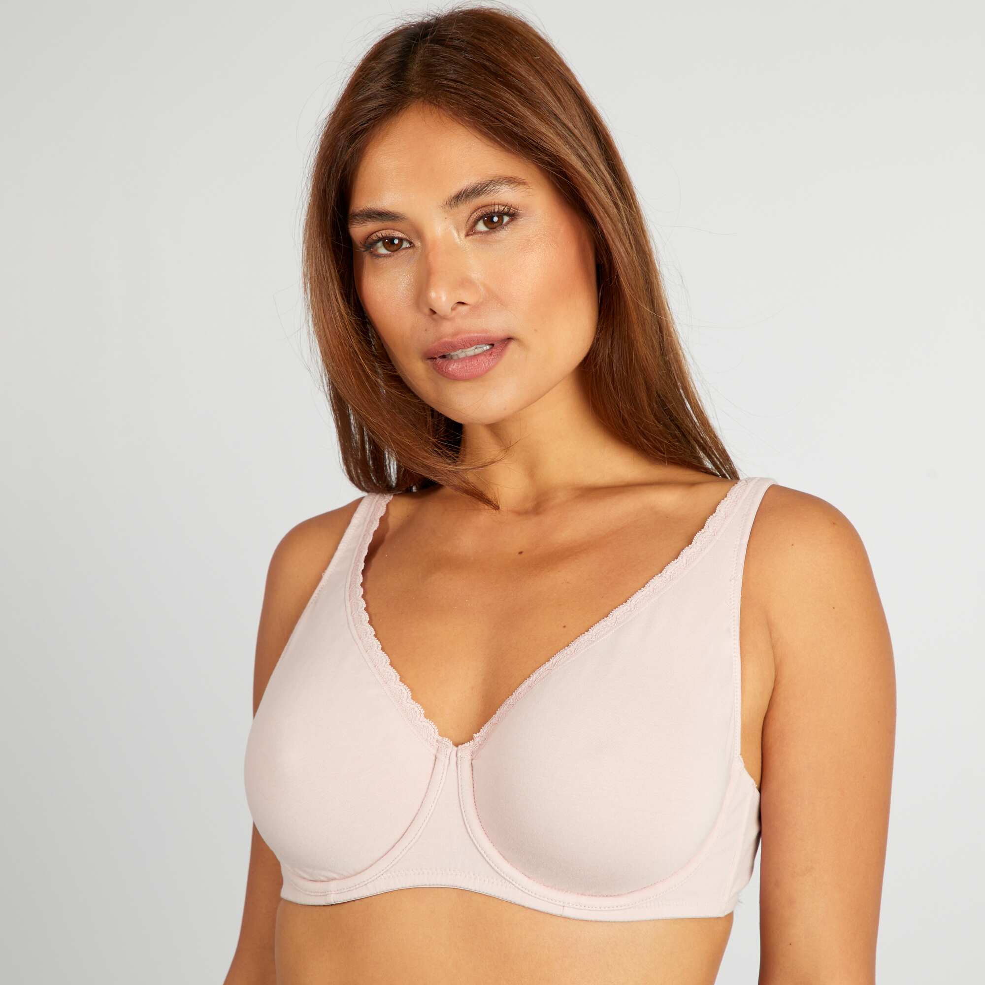 Cotton bra for D & E cups PURPLE