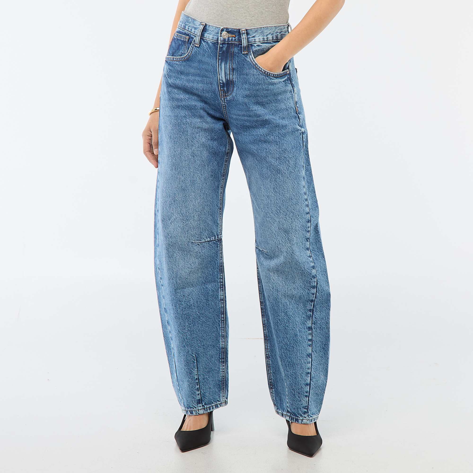 Cotton Denim Balloon Pants BLUE - Image 2