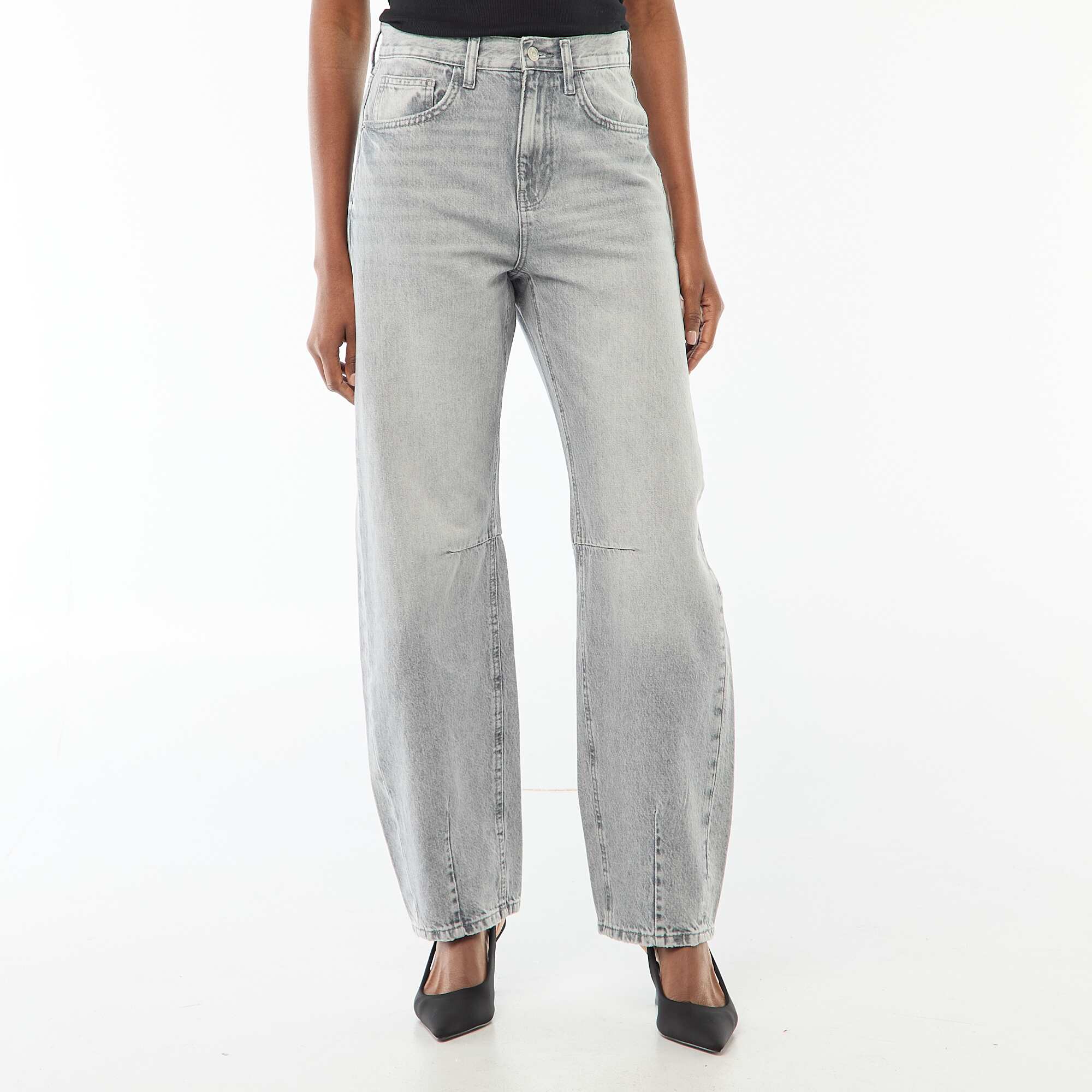 Cotton Denim Balloon Pants GREY - Image 2