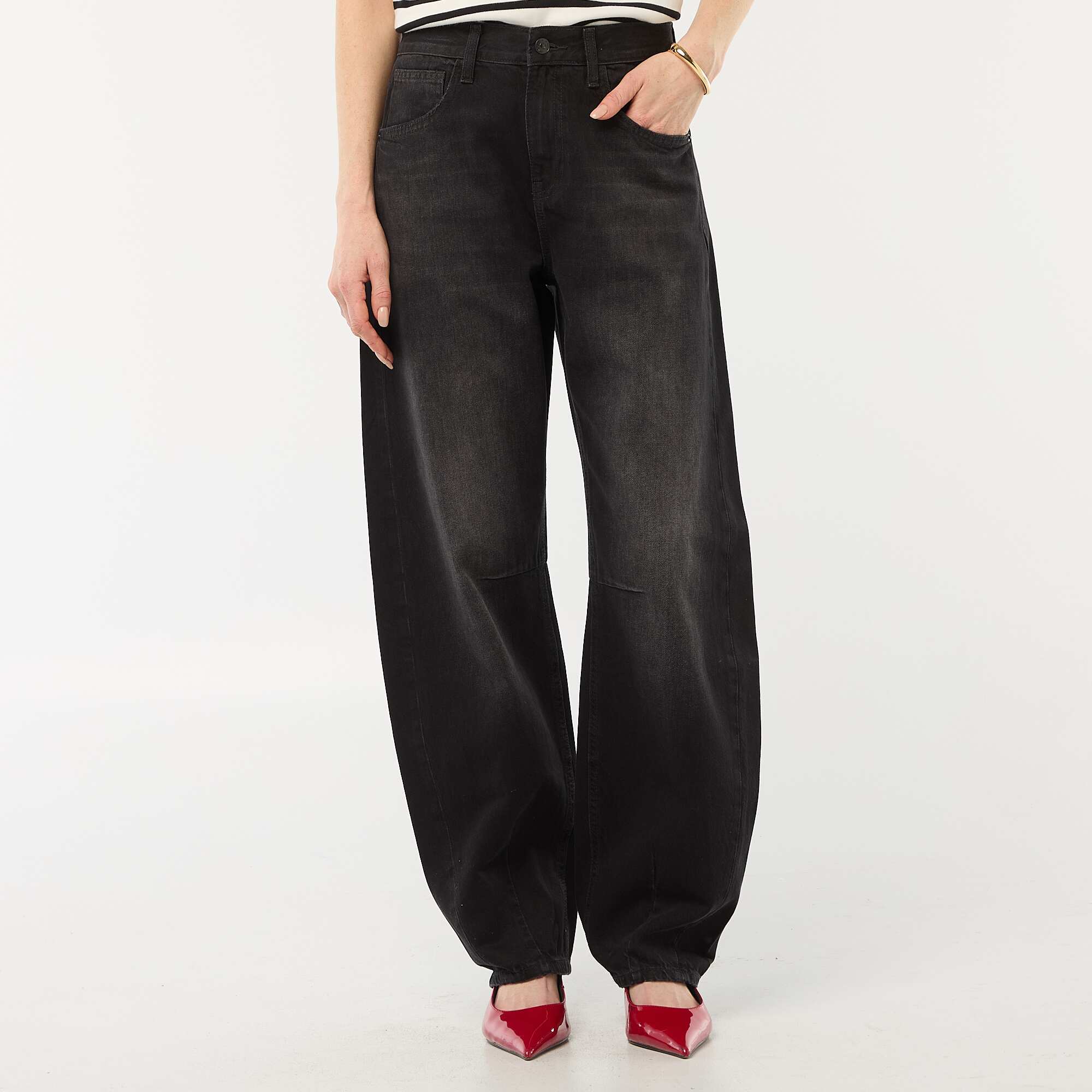 Cotton Denim Balloon Pants GREY - Image 2