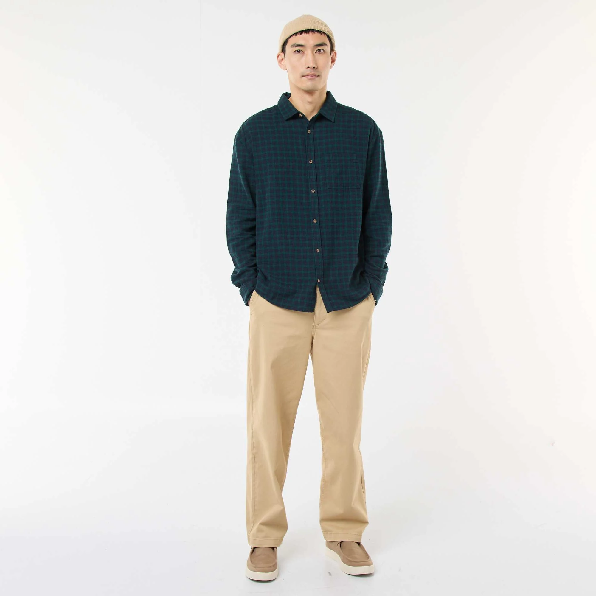 Cotton Flannel Check Shirt GREEN - Image 2
