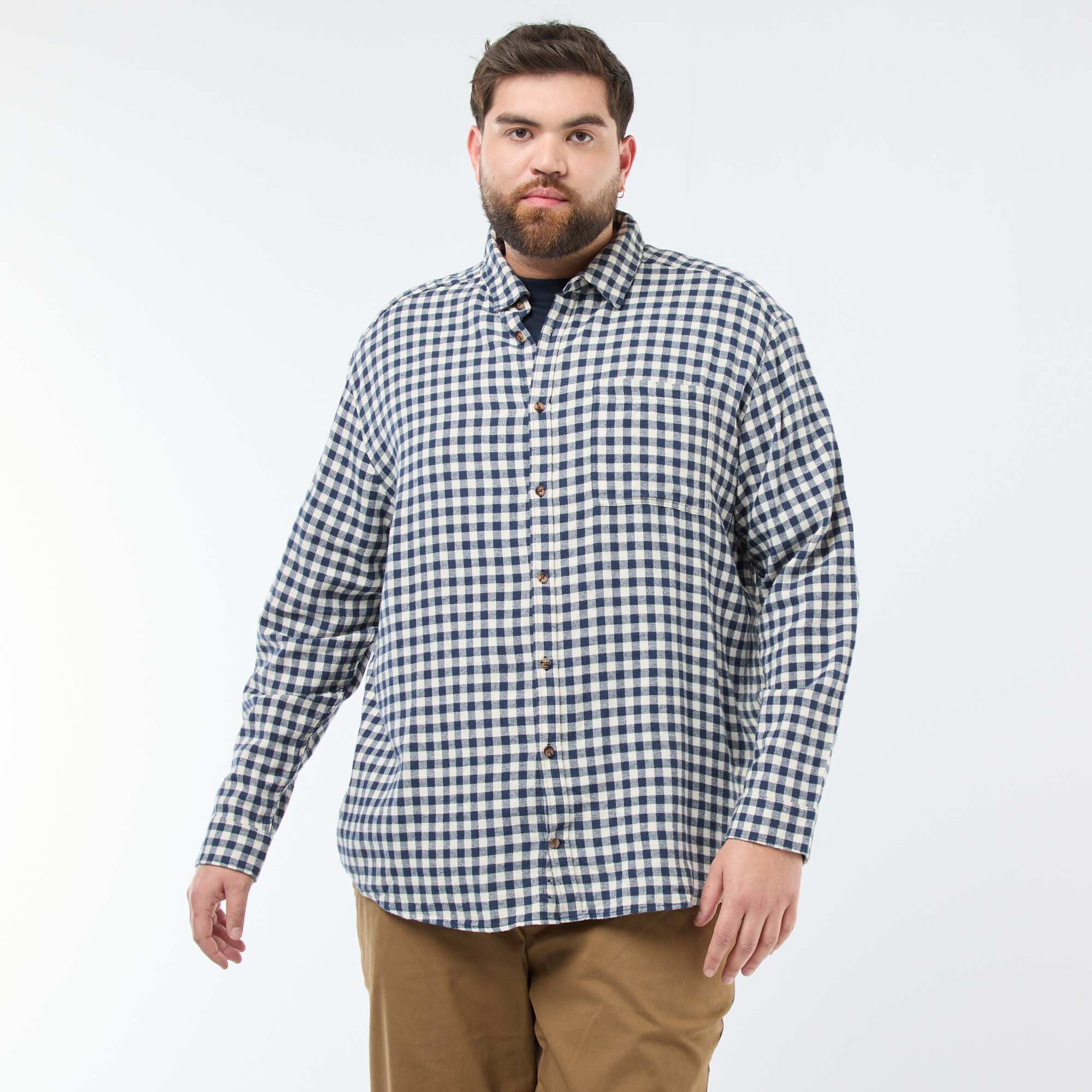 Cotton Flannel Checkered Shirt BLUE - Image 4