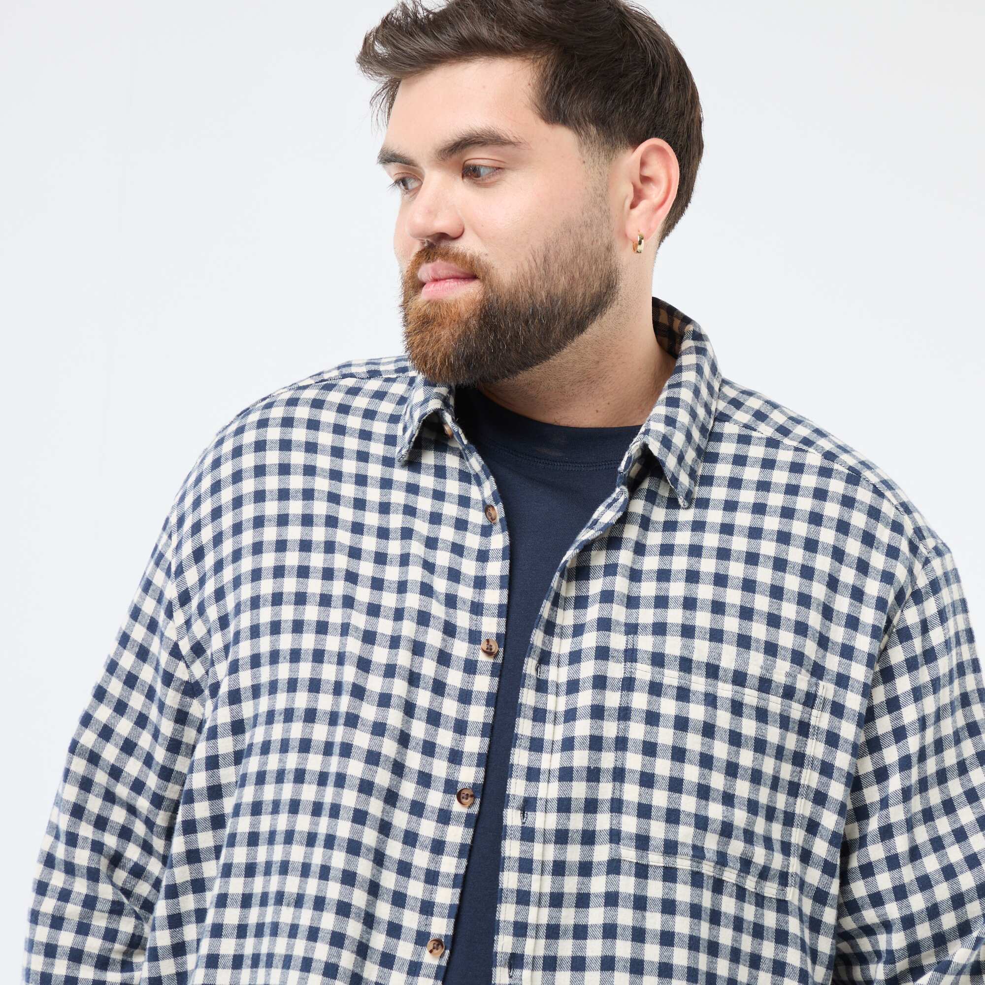 Cotton Flannel Checkered Shirt BLUE - Image 5