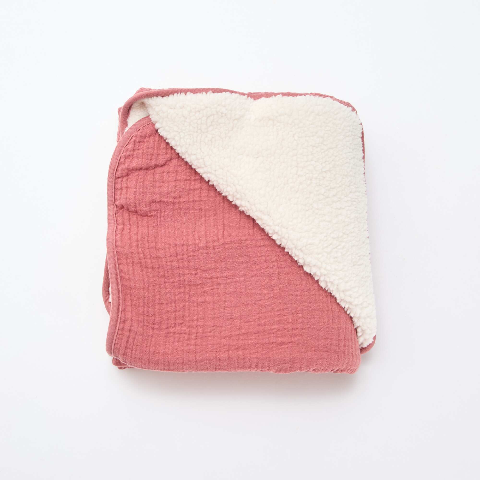 Cotton gauze and fleece blanket PINK - Image 4