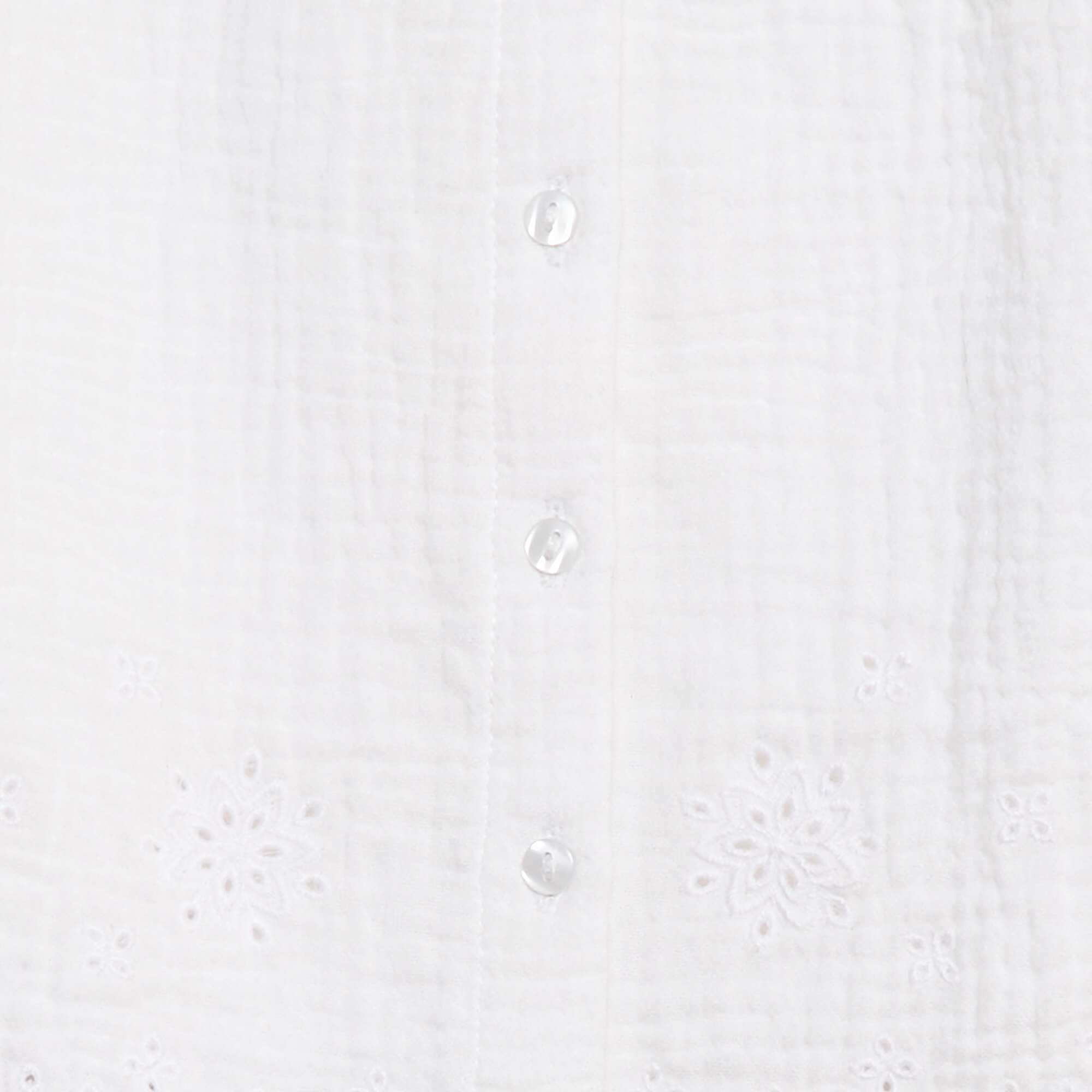Cotton gauze blouse with ruffled short sleeves WHITE - Image 3