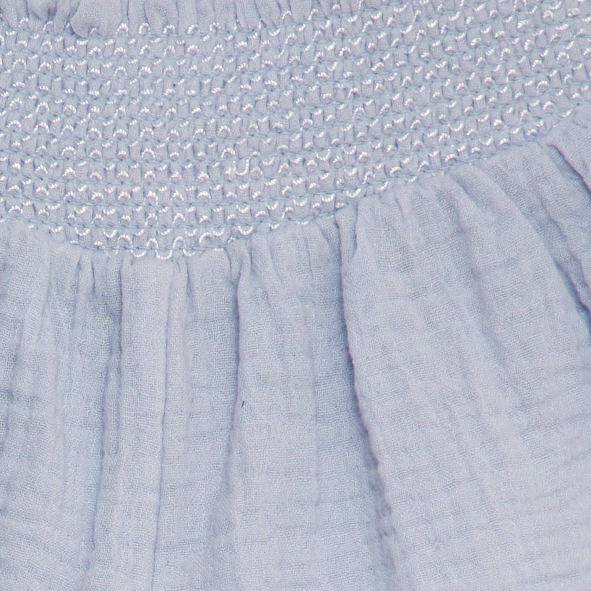 Cotton gauze shorts with smocked waist BLUE - Image 3