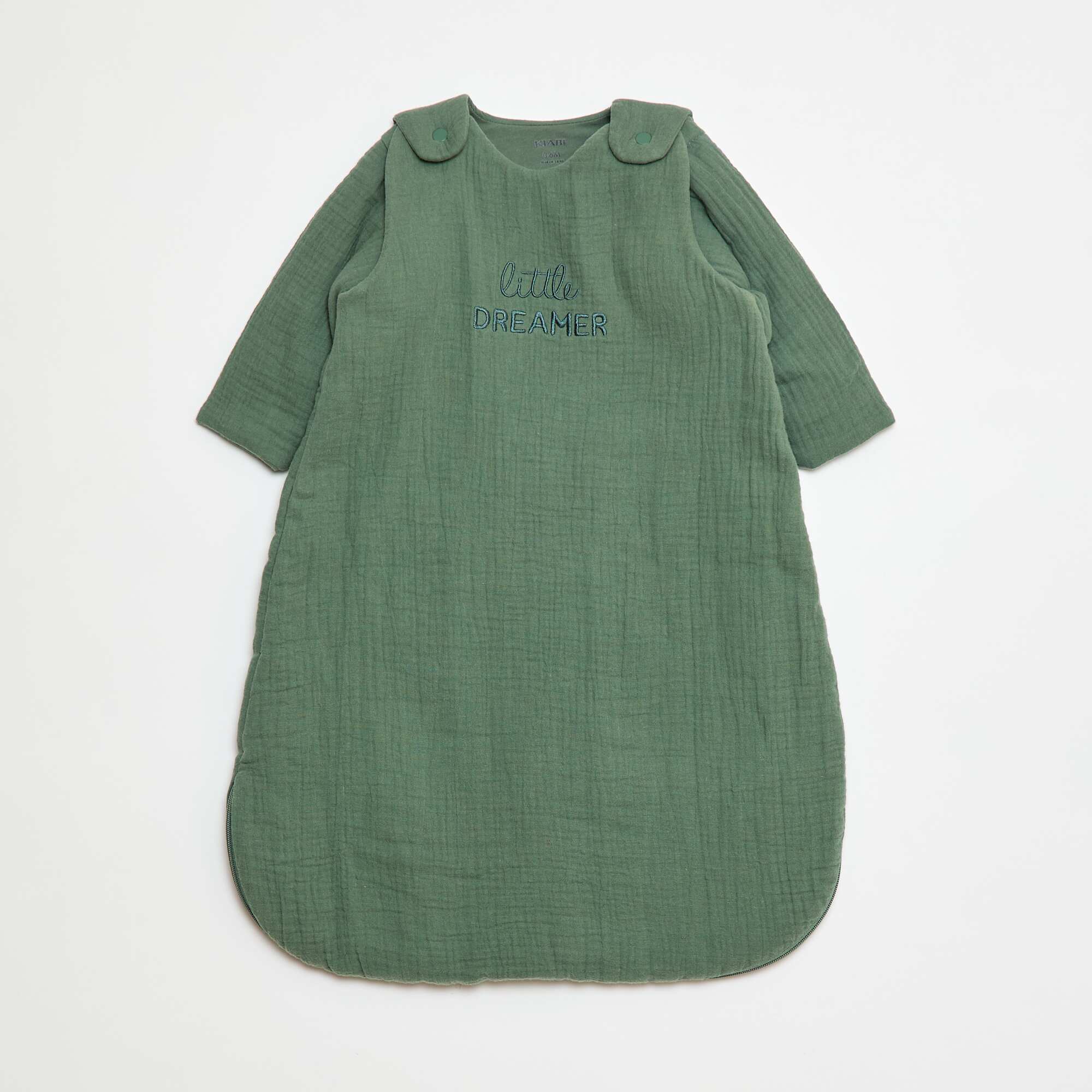 Cotton Gauze Sleeping Bag with Detachable Sleeves GREEN