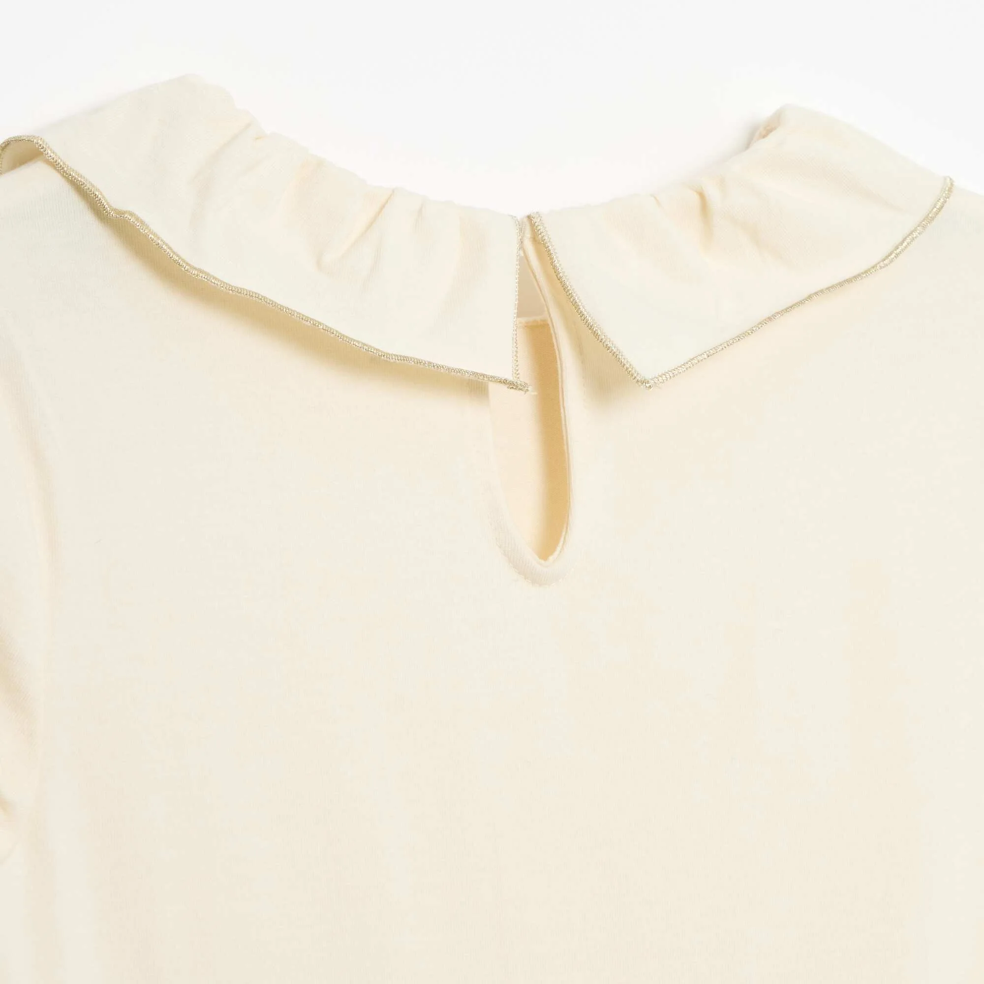 Cotton Jersey Dress with Ruffled Collar WHITE - Image 4